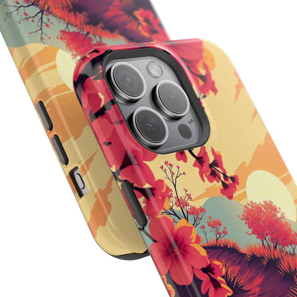 iPhone Sunset Amber And Peach Blossom Trail Soft iPhone 15 Finish · iPhone Case