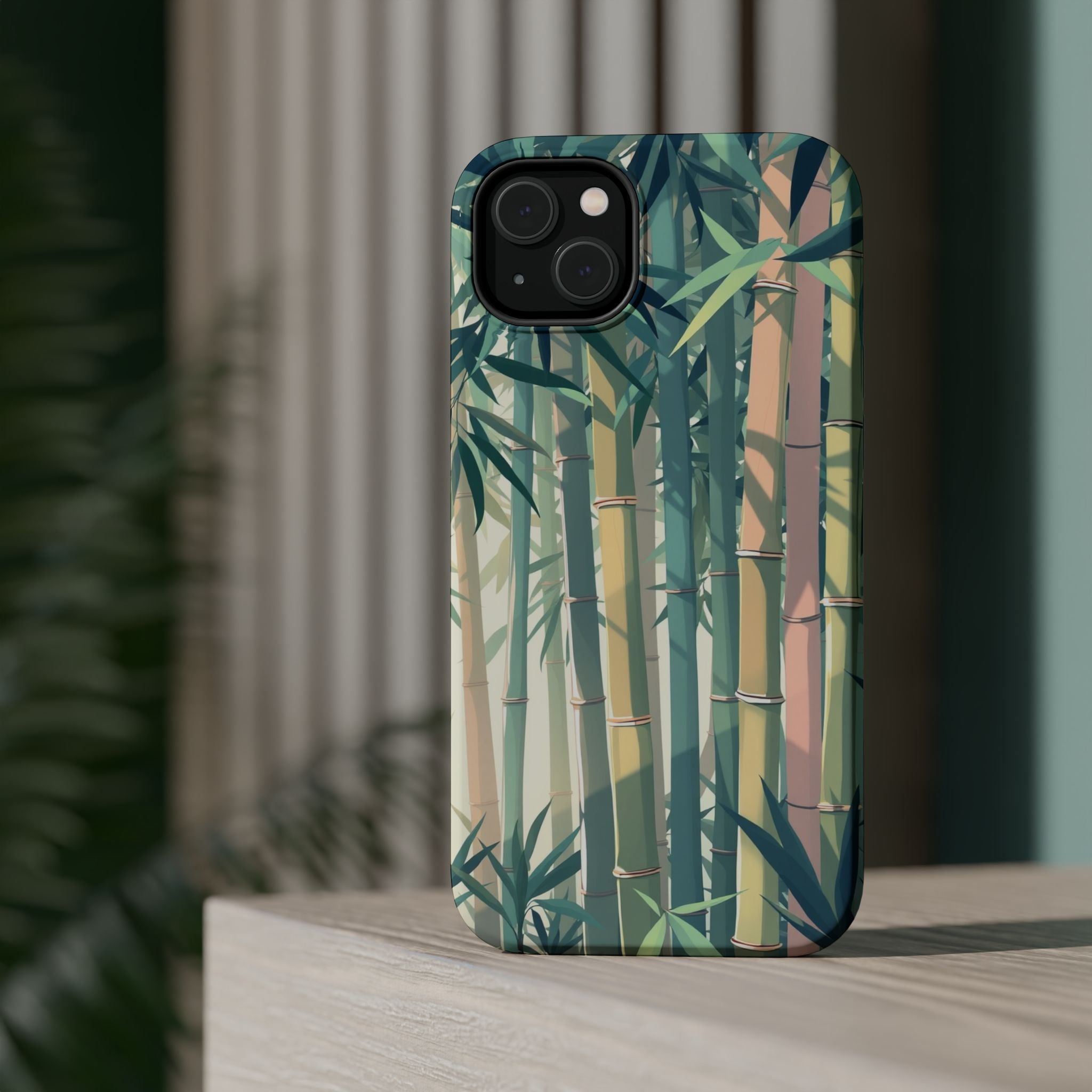 iPhone Mint And Blush Bamboo Grove Bold Modern Everyday Snap Case · iPhone Case