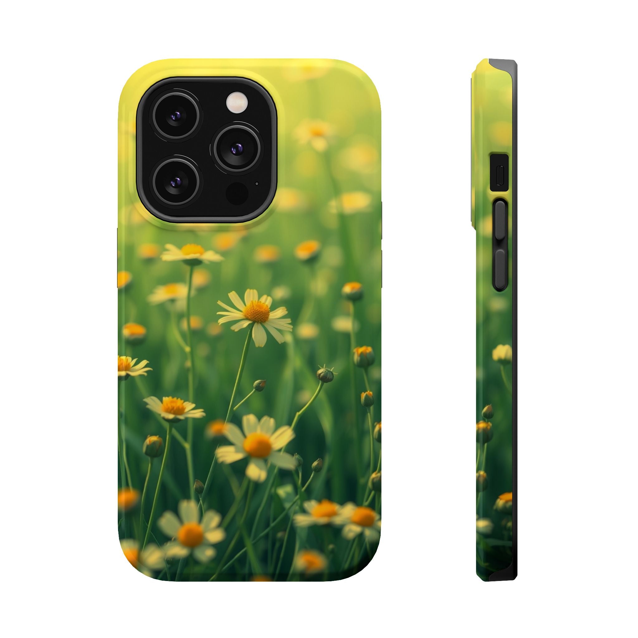 iPhone Emerald Green And Gold Wildflower Field Soft Finish Everyday · iPhone Cas