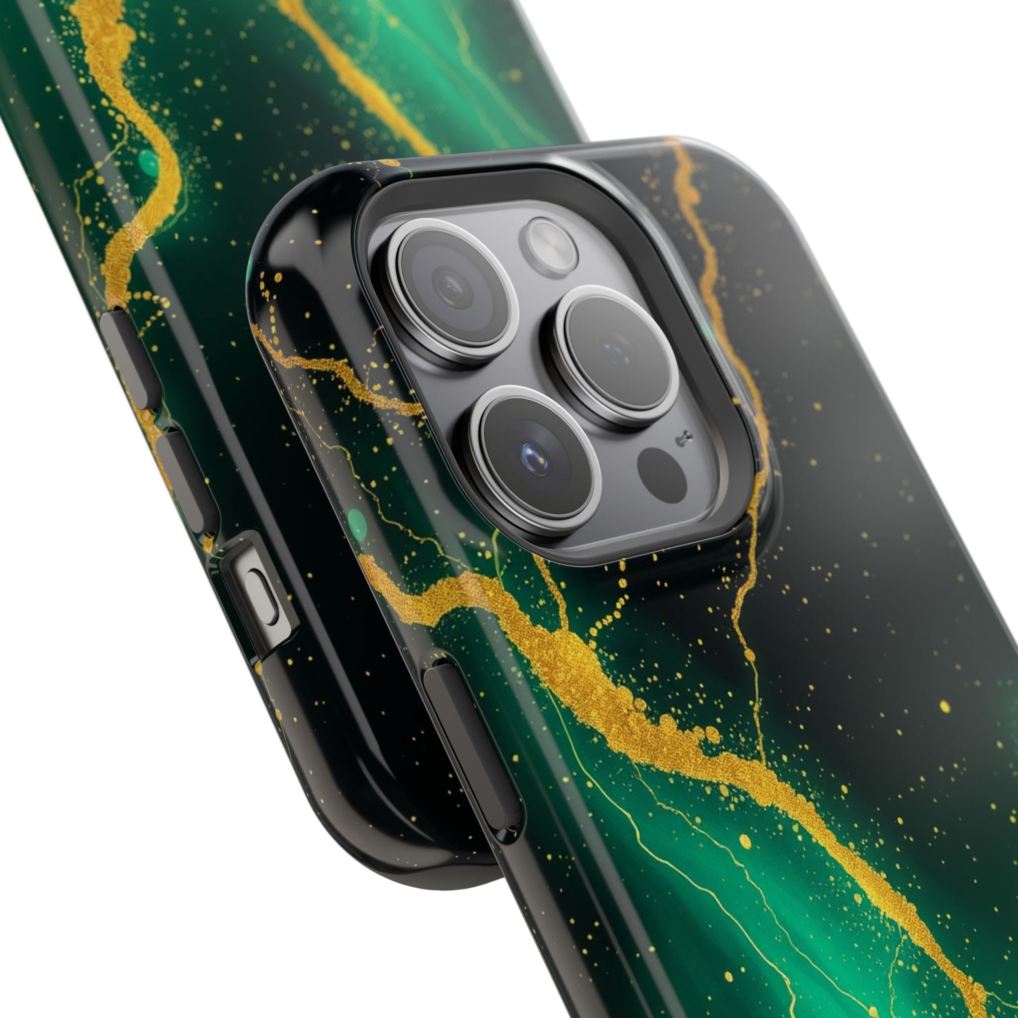 iPhone Emerald Green And Gold Petal Storm Slim iPhone Everyday Designer · iPhone