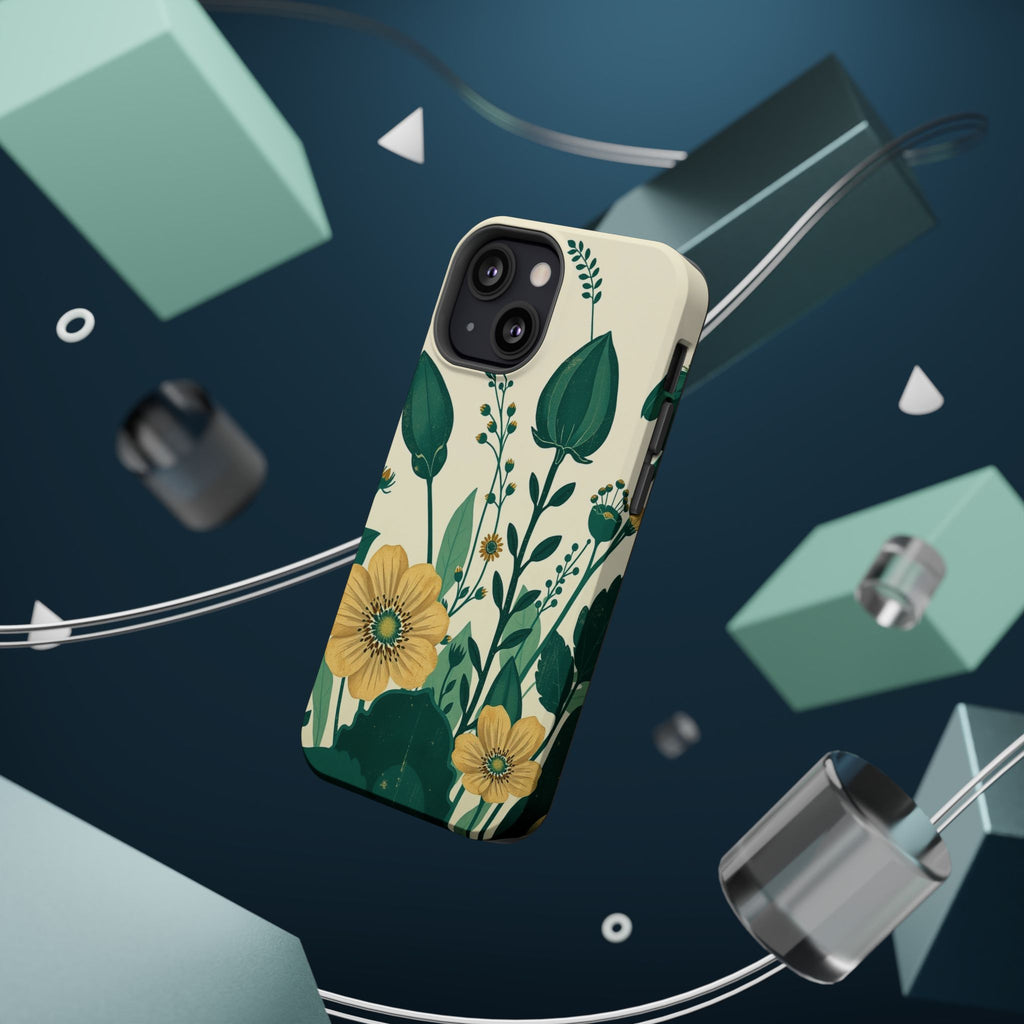 iPhone Emerald Green And Gold Pressed Botanicals Clean iPhone Minimal · iPhone C
