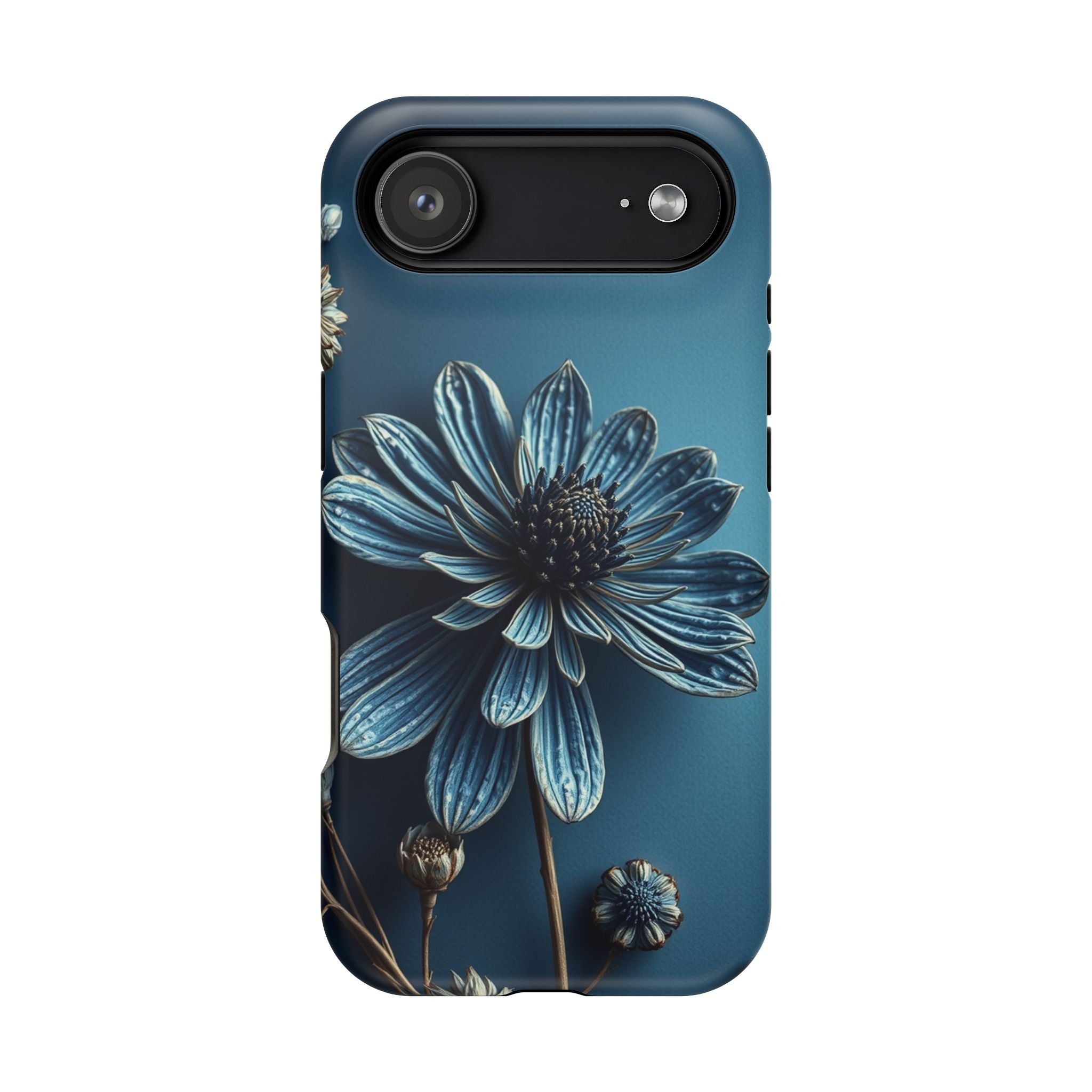 iPhone Midnight Blue And Silver Dried Flower Flat Lay iPhone 15 · iPhone Case