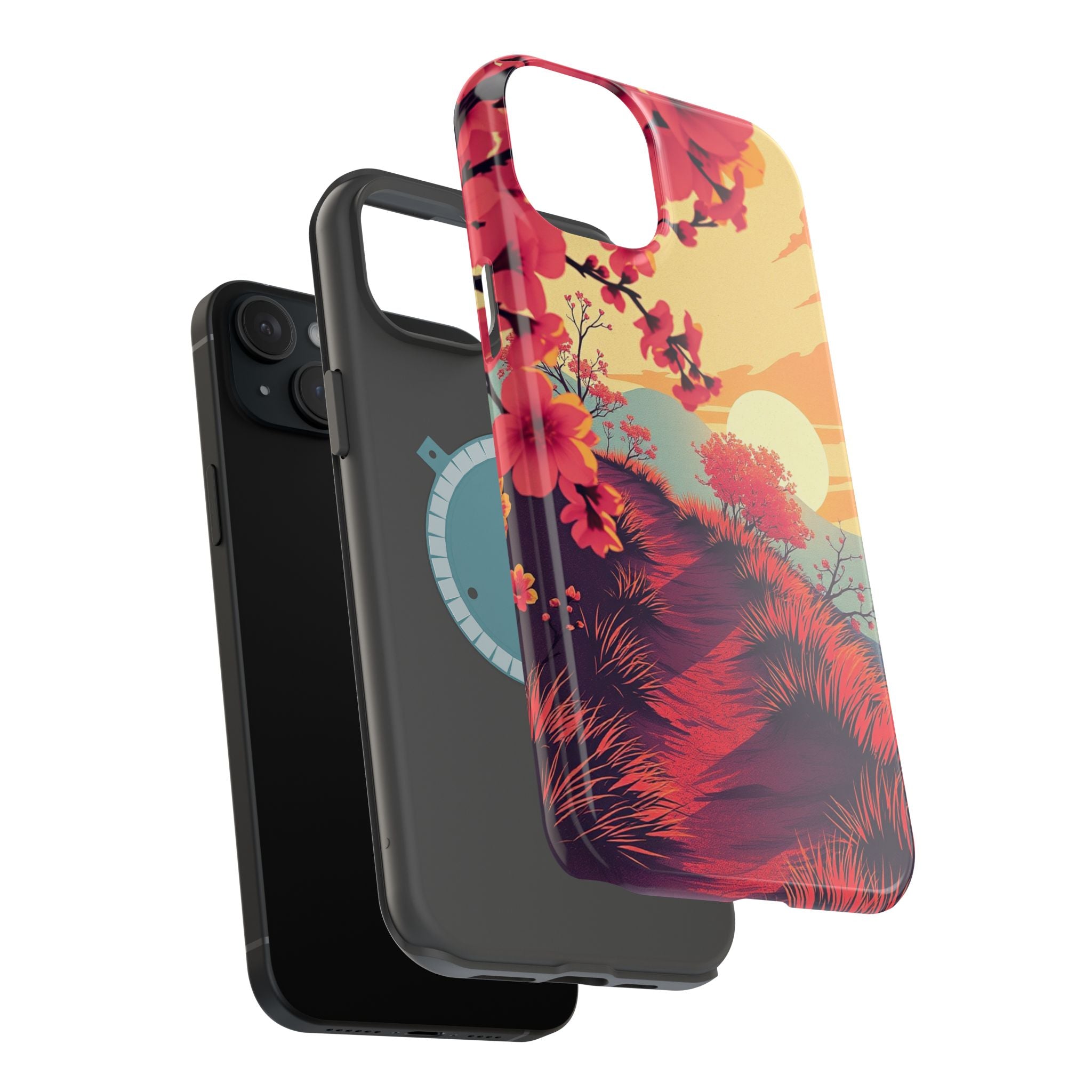 iPhone Sunset Amber And Peach Blossom Trail Soft iPhone 15 Finish · iPhone Case