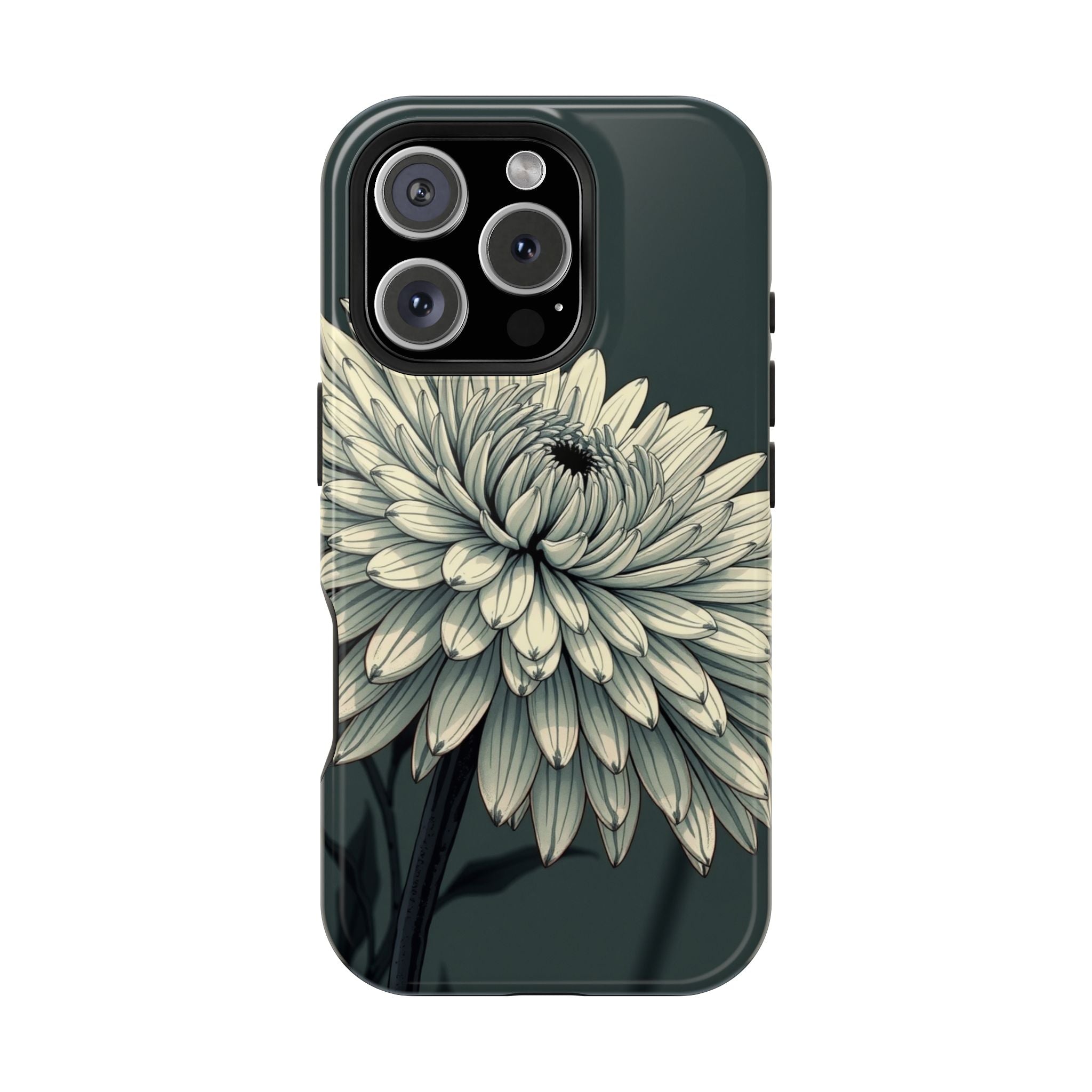 iPhone Chrysanthemum Classic Dark Gothic Ink Carry Case Slim Snap Case · iPhone