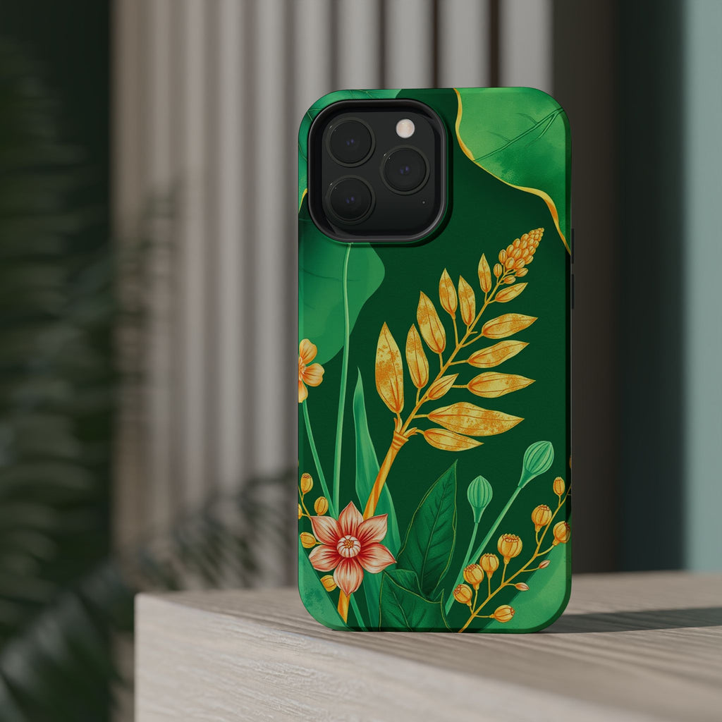 iPhone Emerald Green And Gold Botanical Illustration Ga Slim Snap Case · iPhone