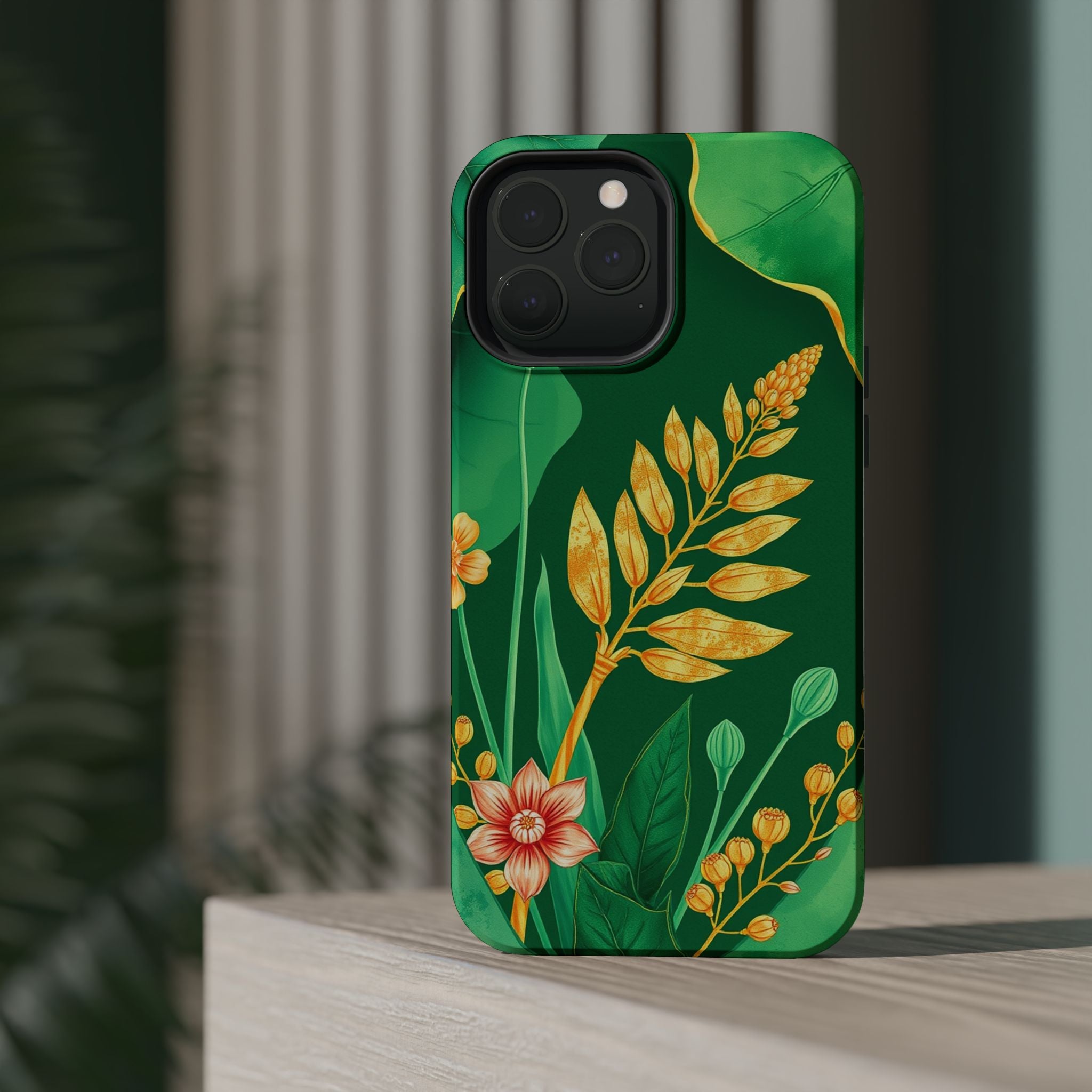 iPhone Emerald Green And Gold Botanical Illustration Ga Slim Snap Case · iPhone