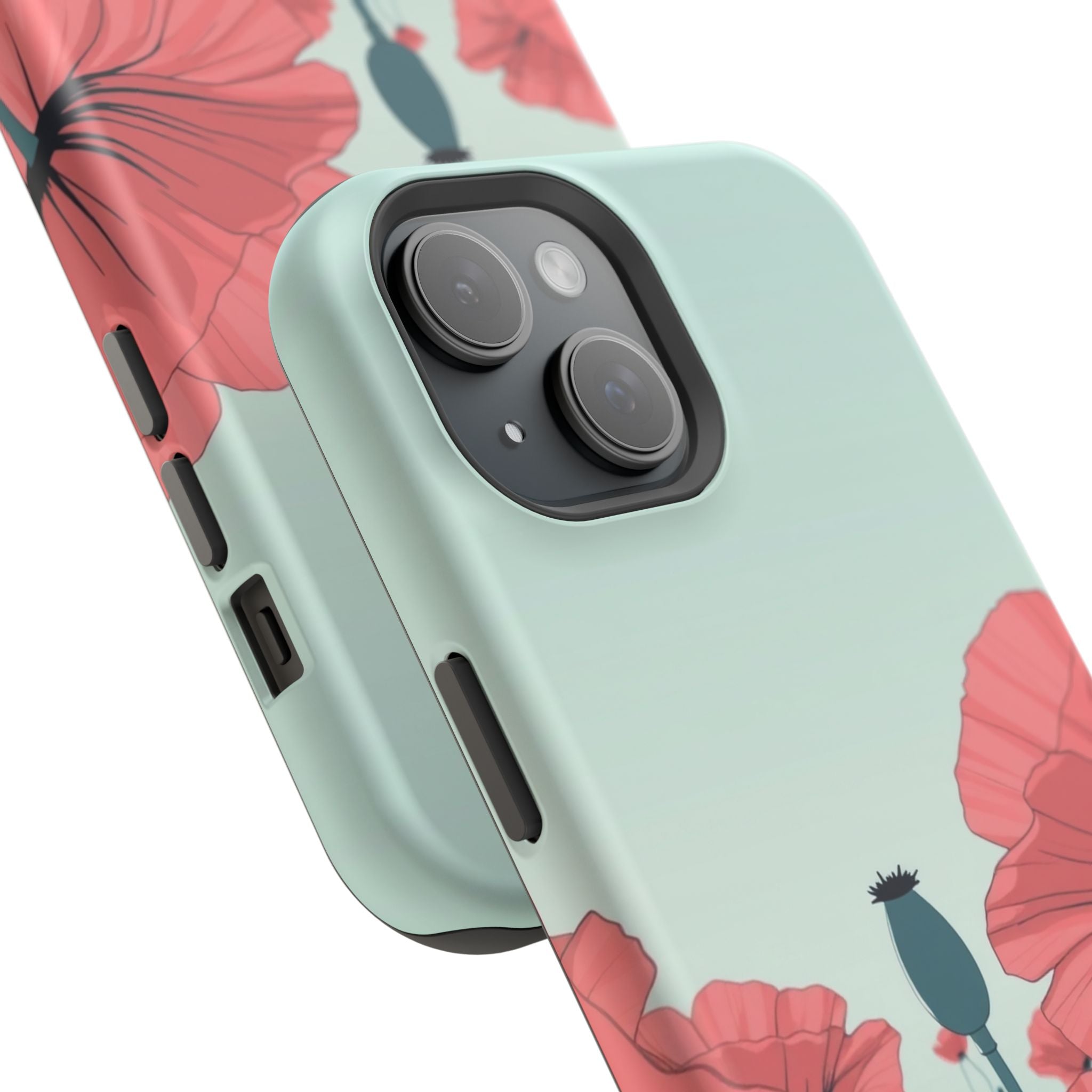 iPhone Mint And Blush Poppy Field Bold Modern Everyday Snap Case · iPhone Case