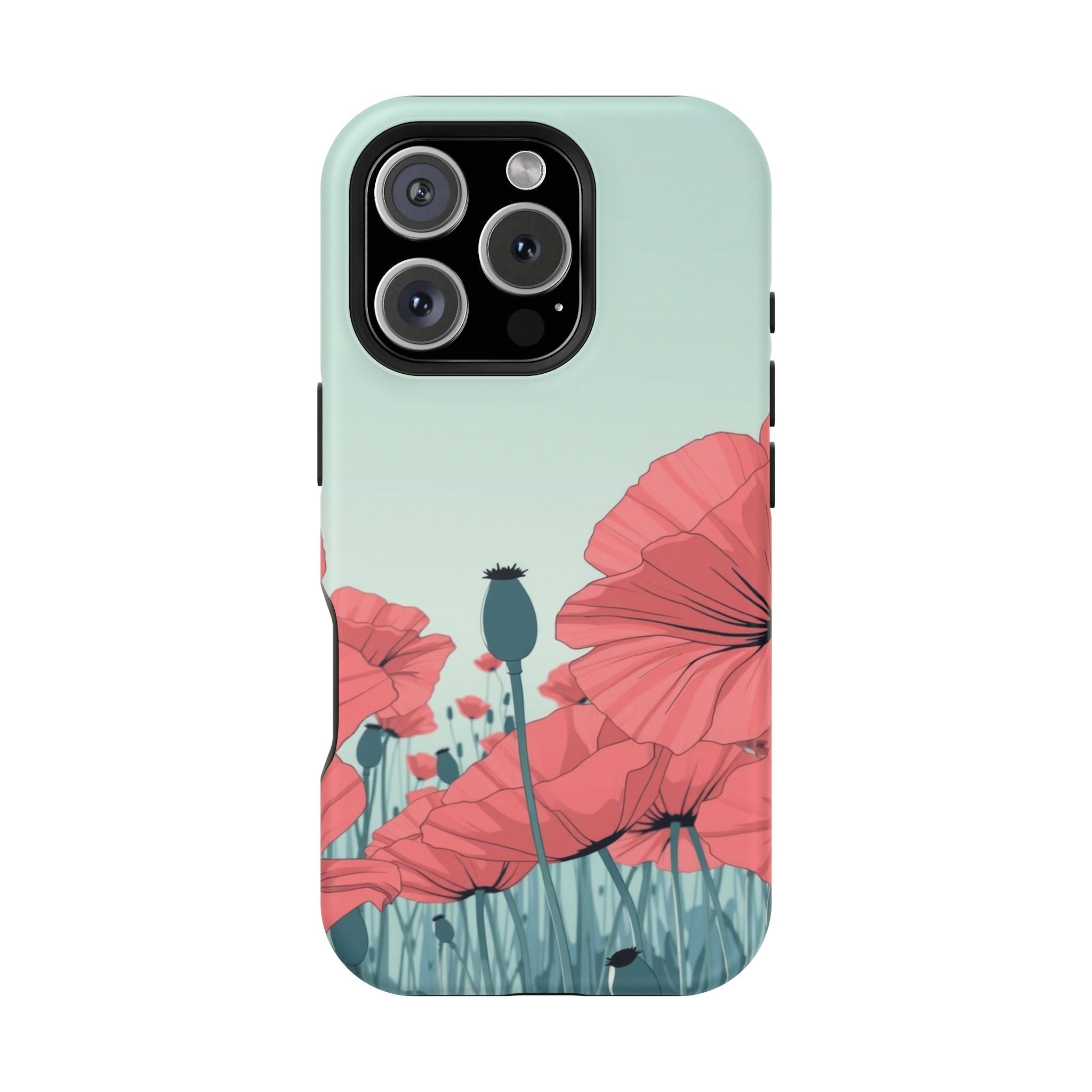 iPhone Mint And Blush Poppy Field Bold Modern Everyday Snap Case · iPhone Case