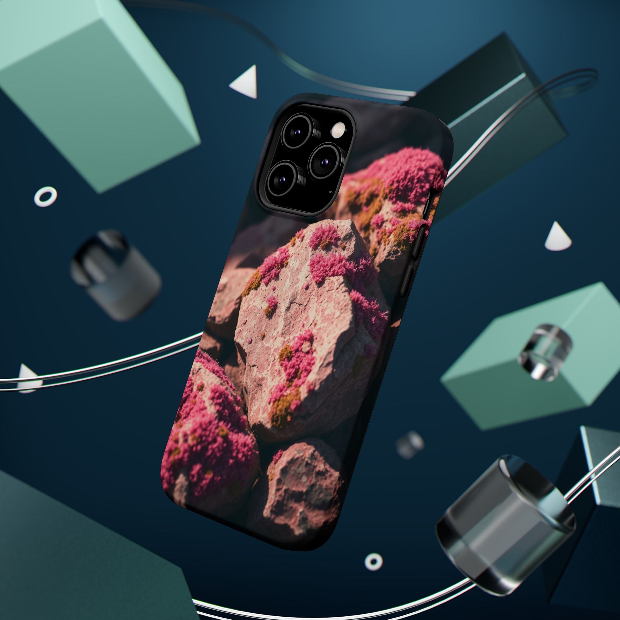 iPhone Rose Pink And Cream Moss Covered Rocks Clean iPhone 15 Minimal · iPhone C