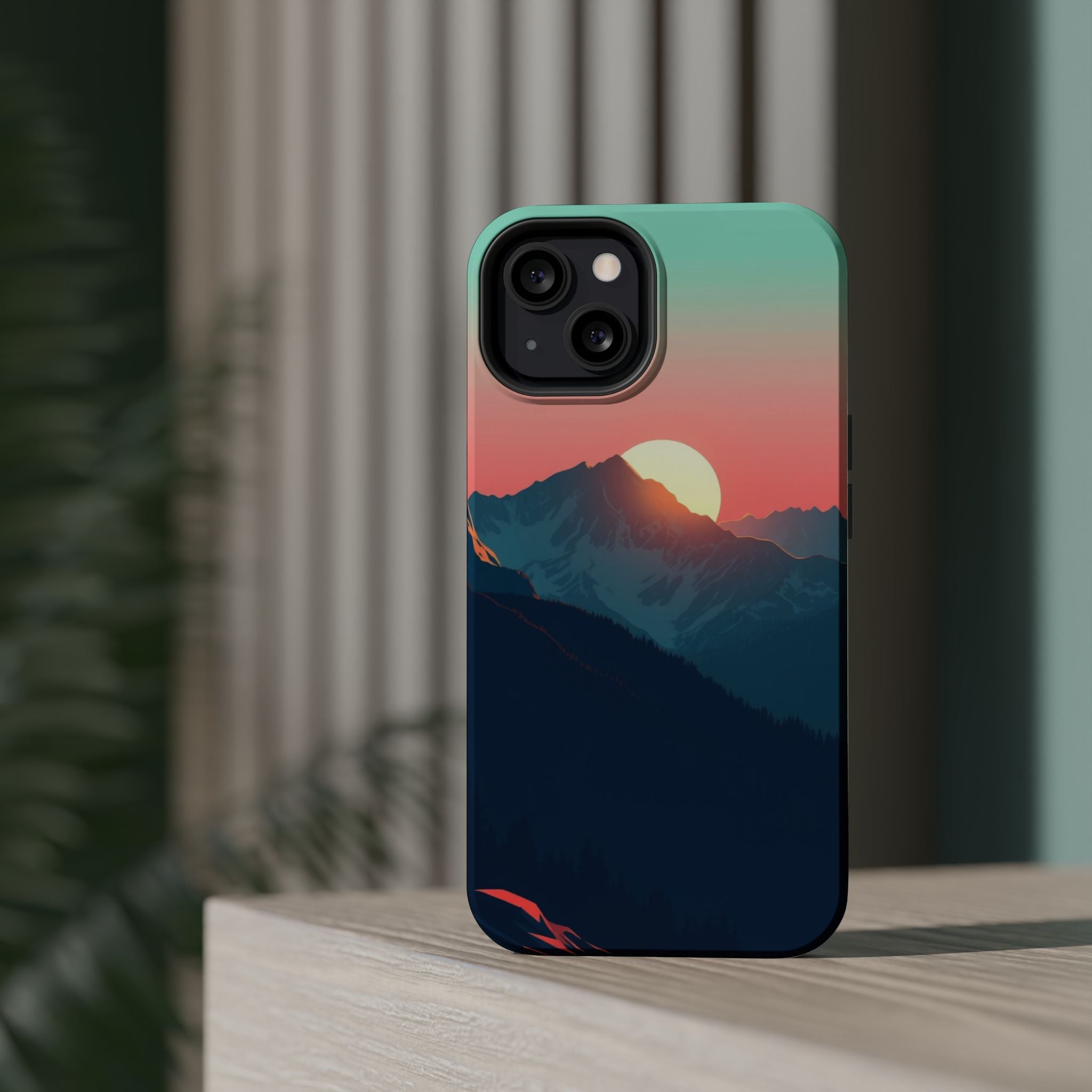 iPhone Mint And Blush Mountain at Sunrise Slim iPhone 16 Everyday · iPhone Case