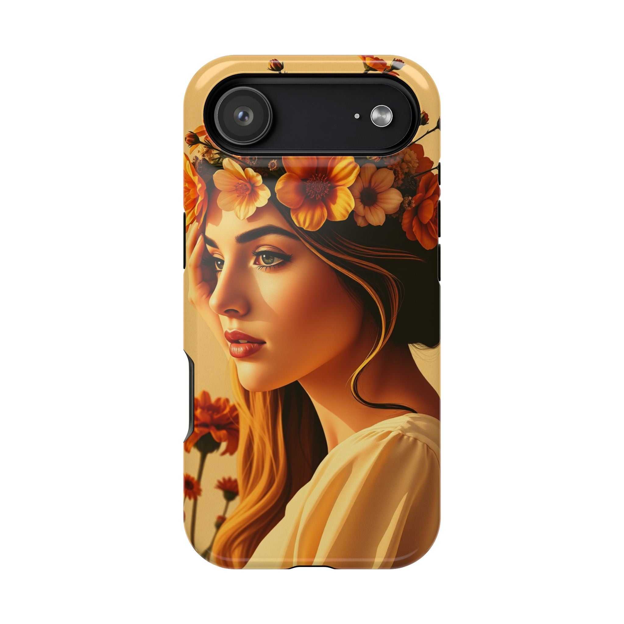 iPhone Mustard And Rust Floral Crown Slim Everyday Designer Case · iPhone Case