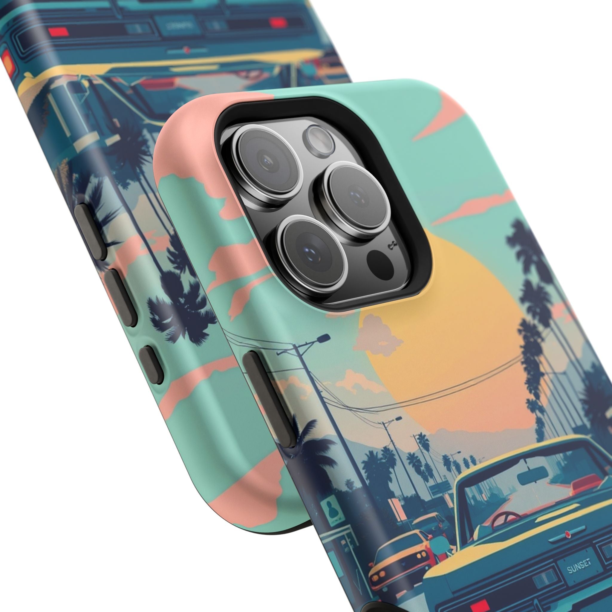 iPhone Sunset Drive 80s Pop Art Bold Slim Everyday Designer Case · iPhone Case