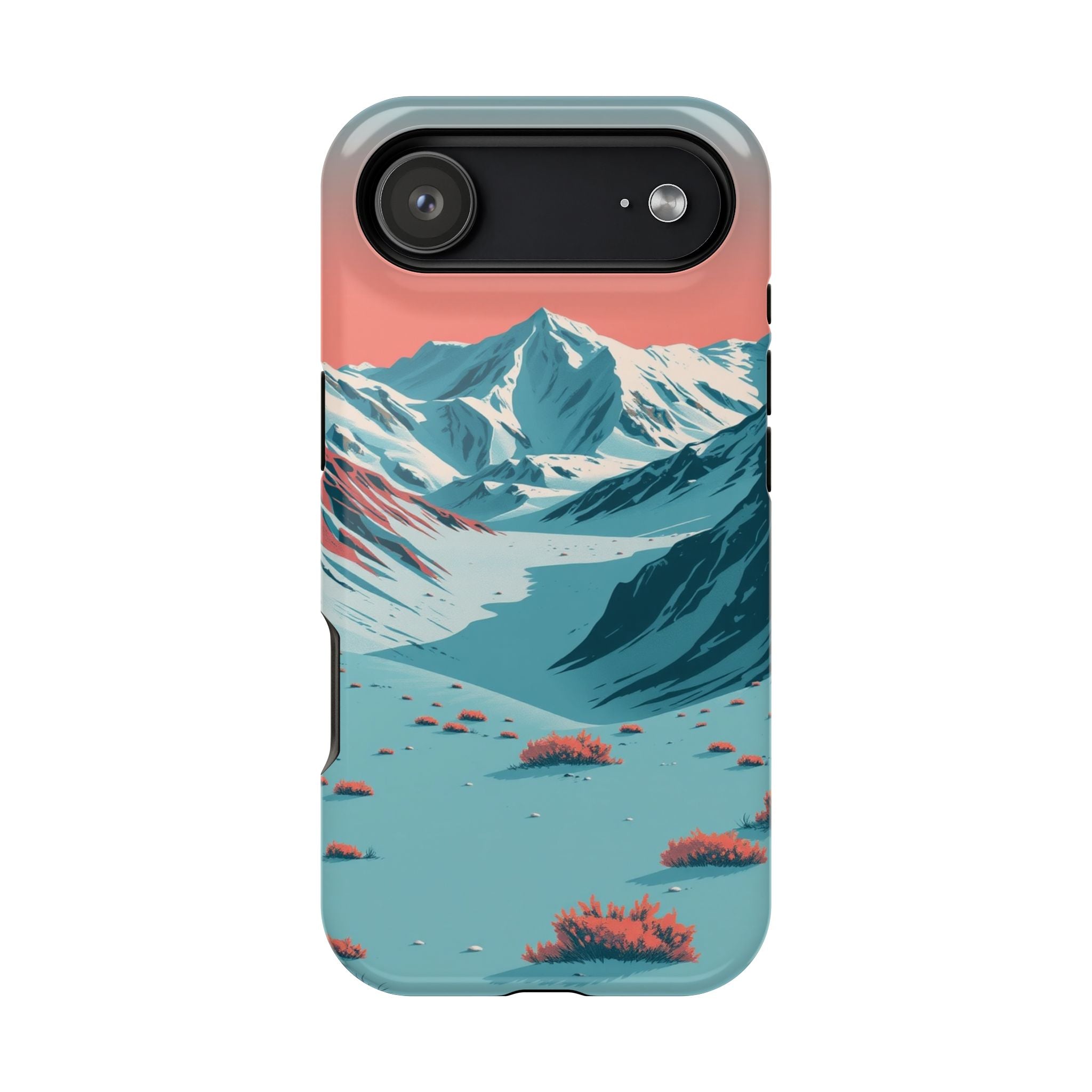 iPhone Teal And Coral Arctic Tundra Slim Everyday Designer Case · iPhone Case