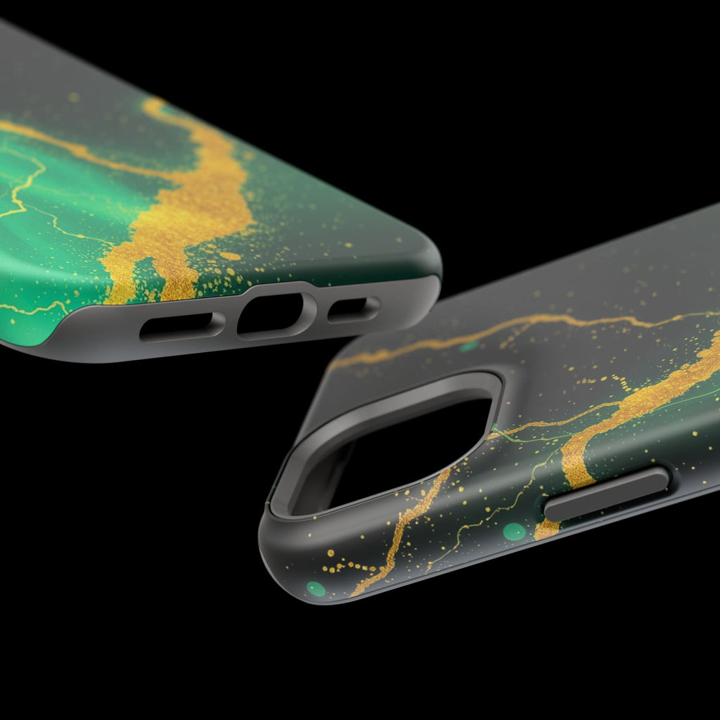 iPhone Emerald Green And Gold Petal Storm Slim iPhone Everyday Designer · iPhone