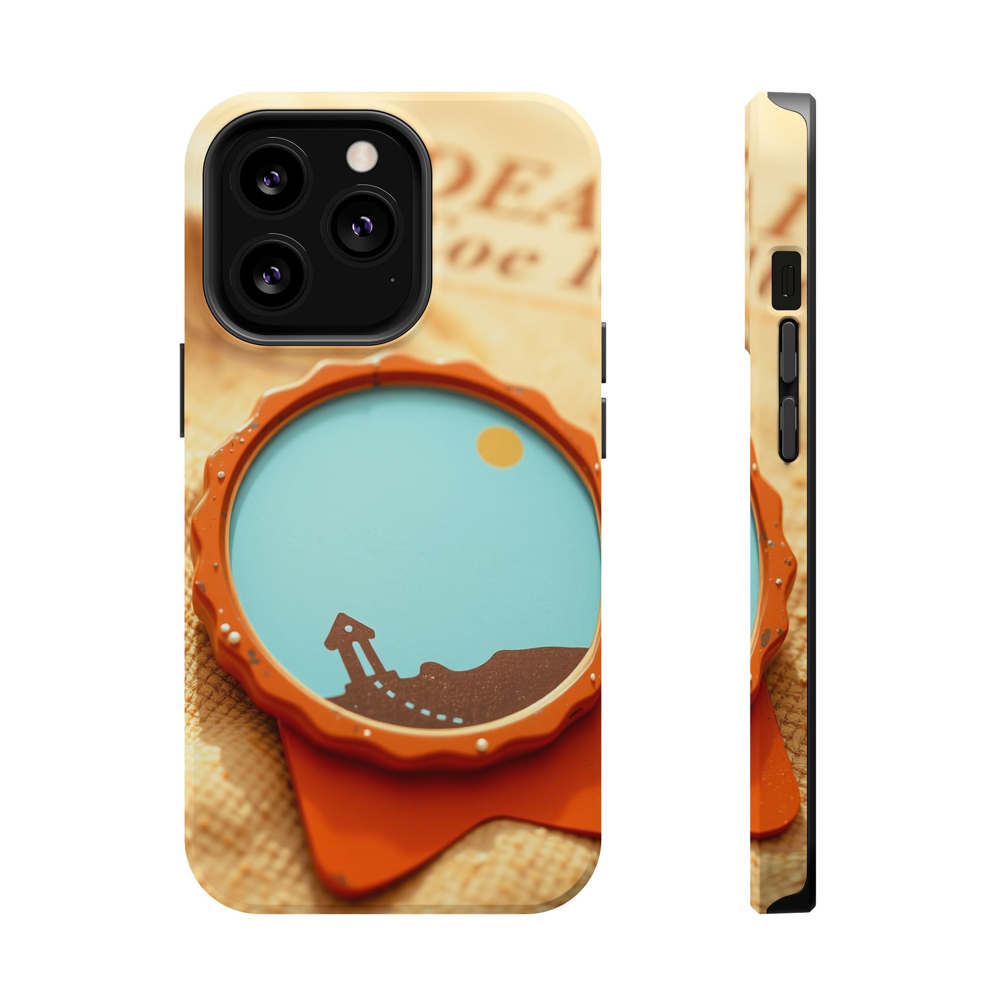 iPhone Burnt Orange And Sand Retro Travel Badge Soft Finish Everyday Case · iPho