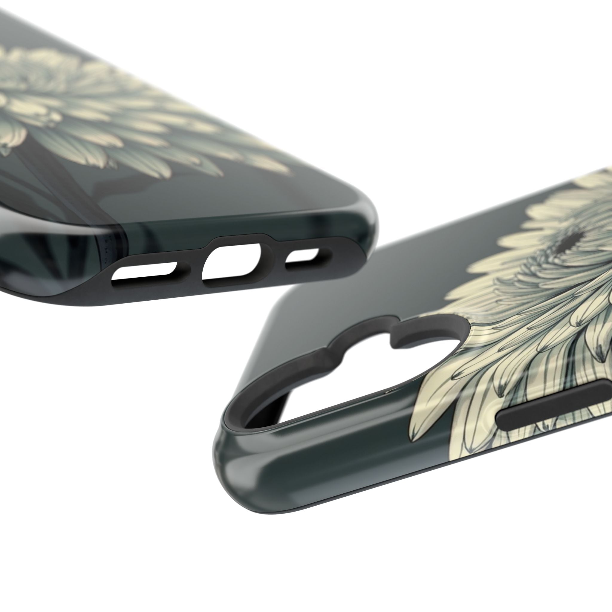 iPhone Chrysanthemum Classic Dark Gothic Ink Carry Case Slim Snap Case · iPhone