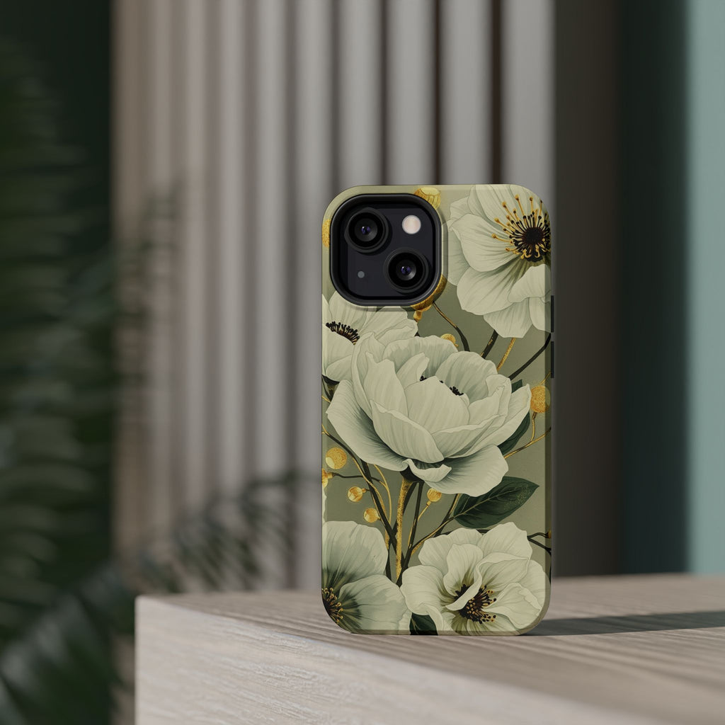 iPhone Sage And Ivory Floral Ink Wash Slim Everyday iPhone 14 Designer · iPhone