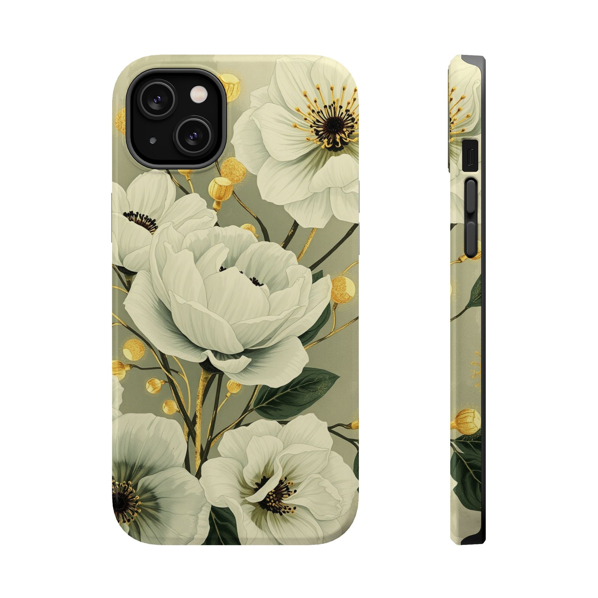 iPhone Sage And Ivory Floral Ink Wash Slim Everyday iPhone 14 Designer · iPhone