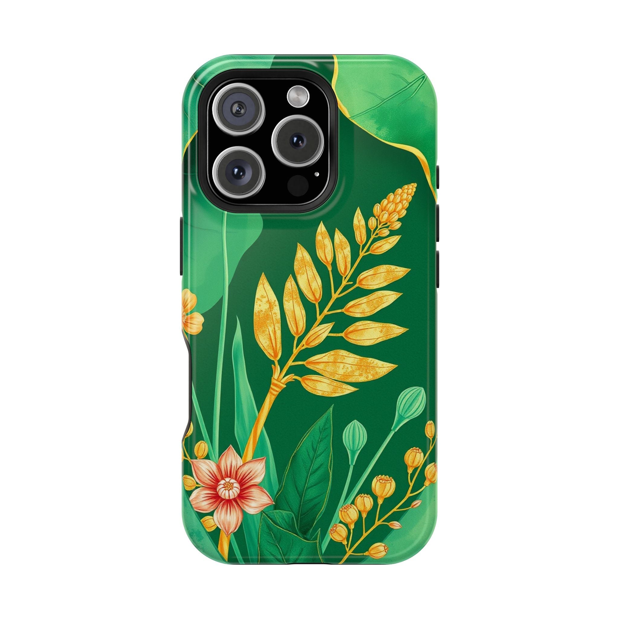 iPhone Emerald Green And Gold Botanical Illustration Ga Slim Snap Case · iPhone