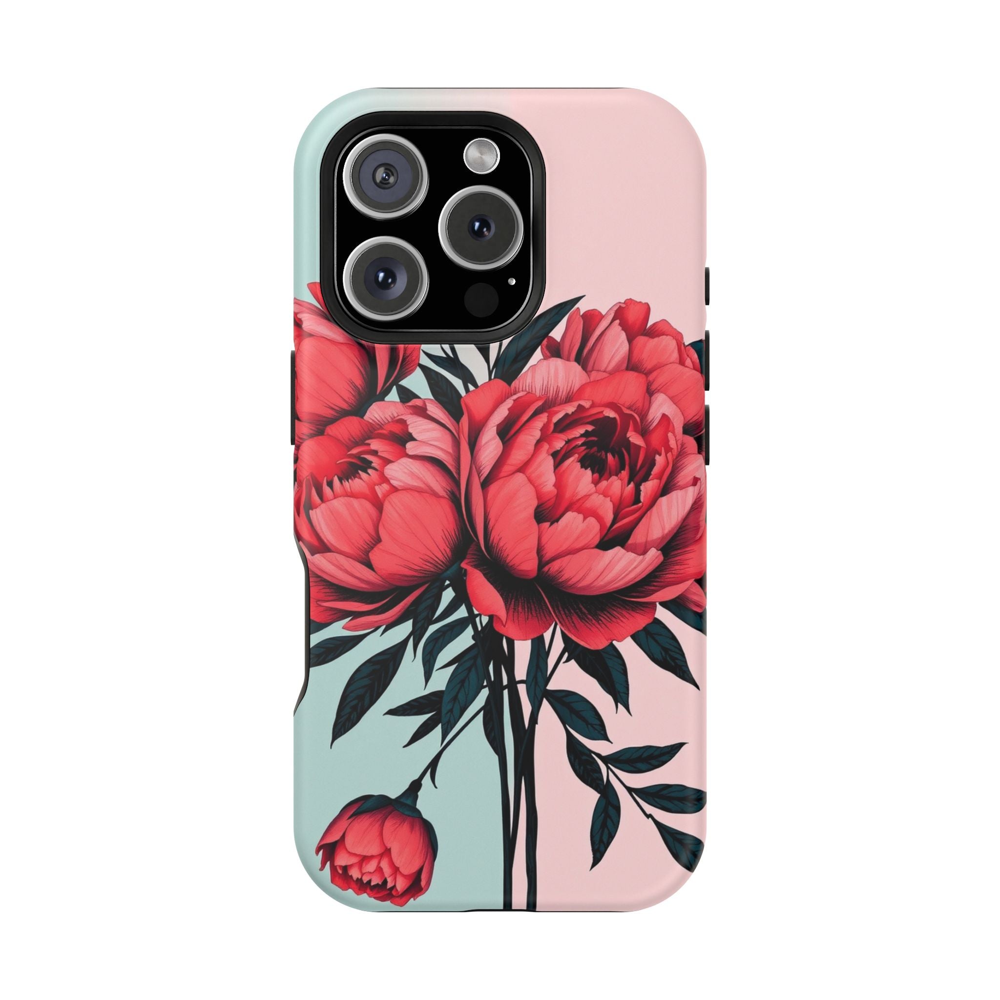 iPhone Teal And Coral Peony Bouquet Artistic Everyday Cas Slim Snap Case · iPhon