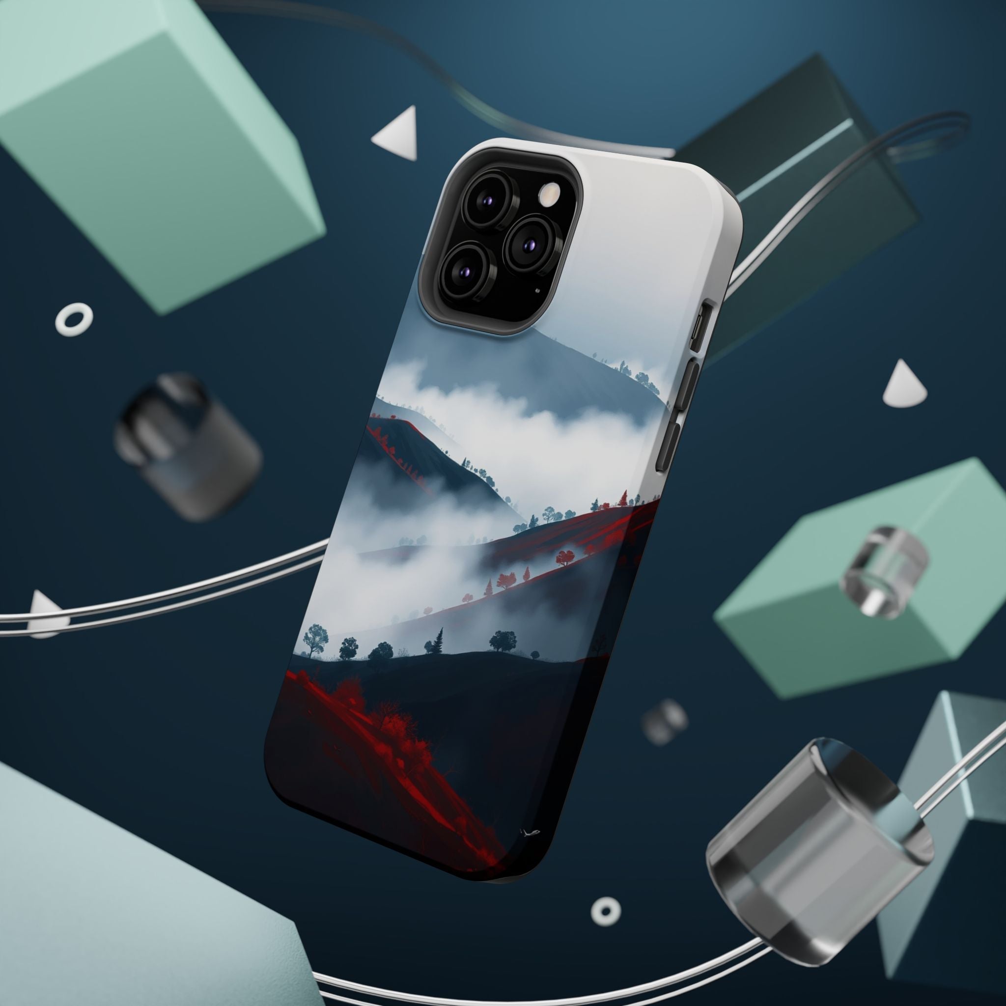 iPhone Black And Crimson Fog Rolling Over Hills Soft iPhone Finish · iPhone Case