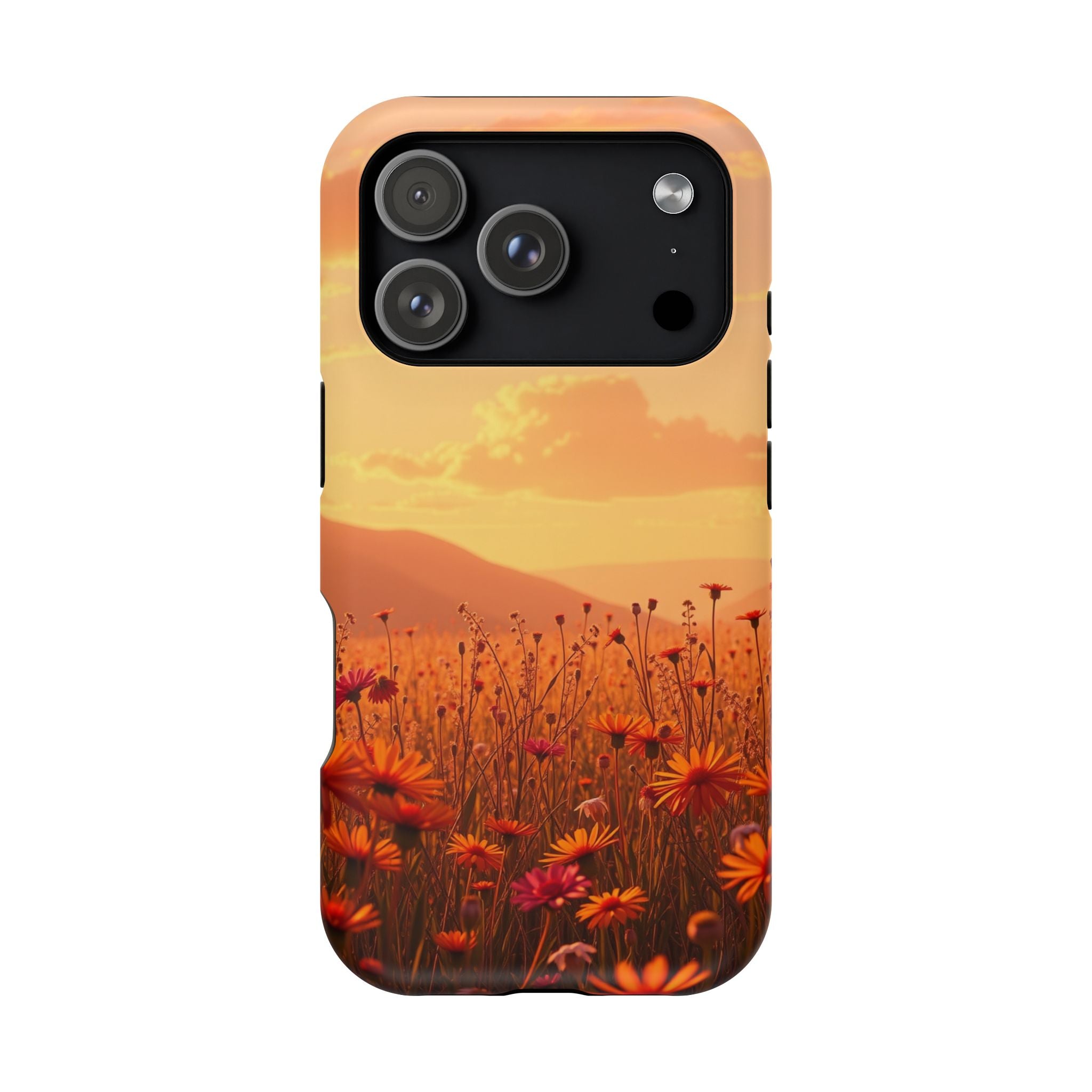iPhone Sunset Amber And Peach Wildflower Field Soft iPhone Finish · iPhone Case