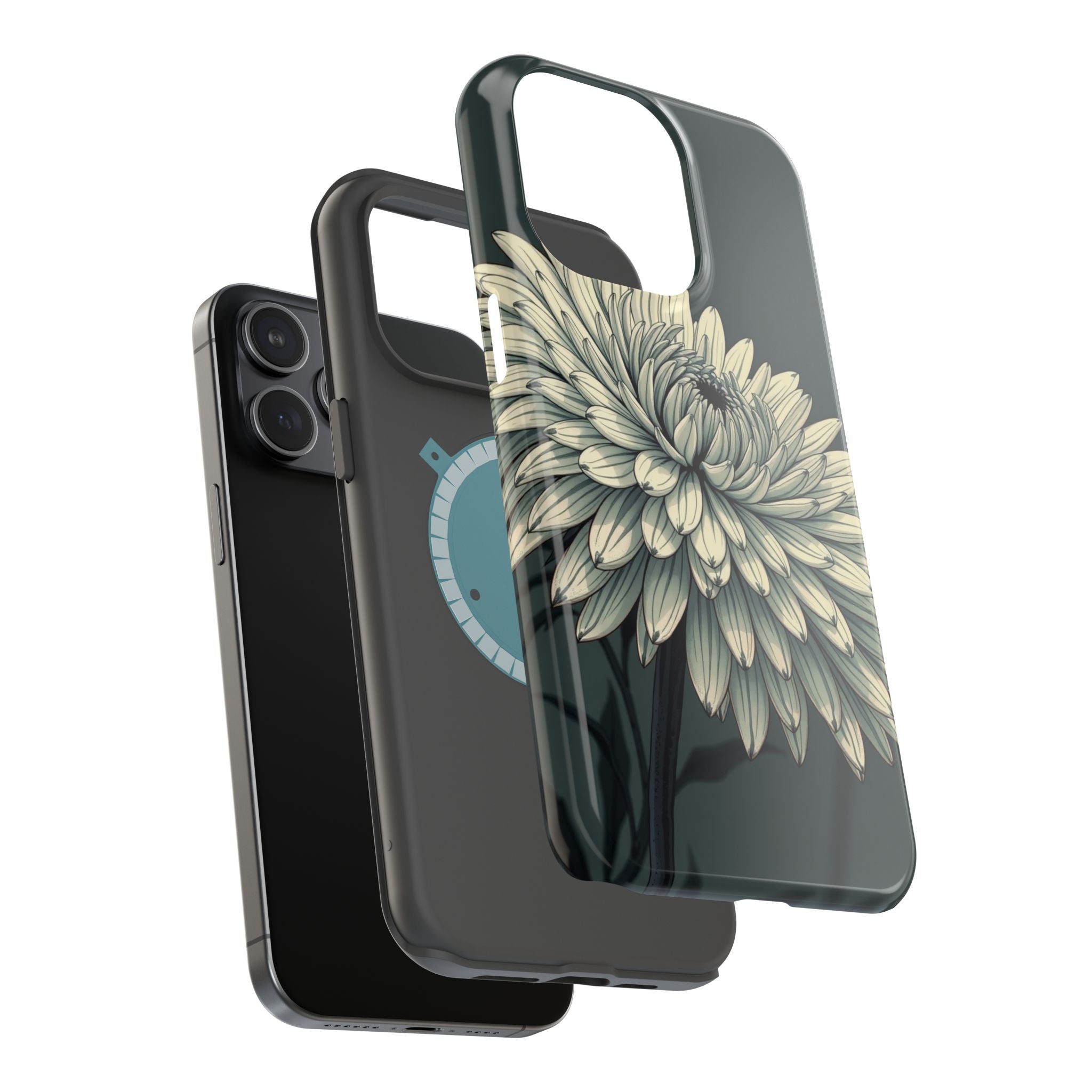 iPhone Chrysanthemum Classic Dark Gothic Ink Carry Case Slim Snap Case · iPhone