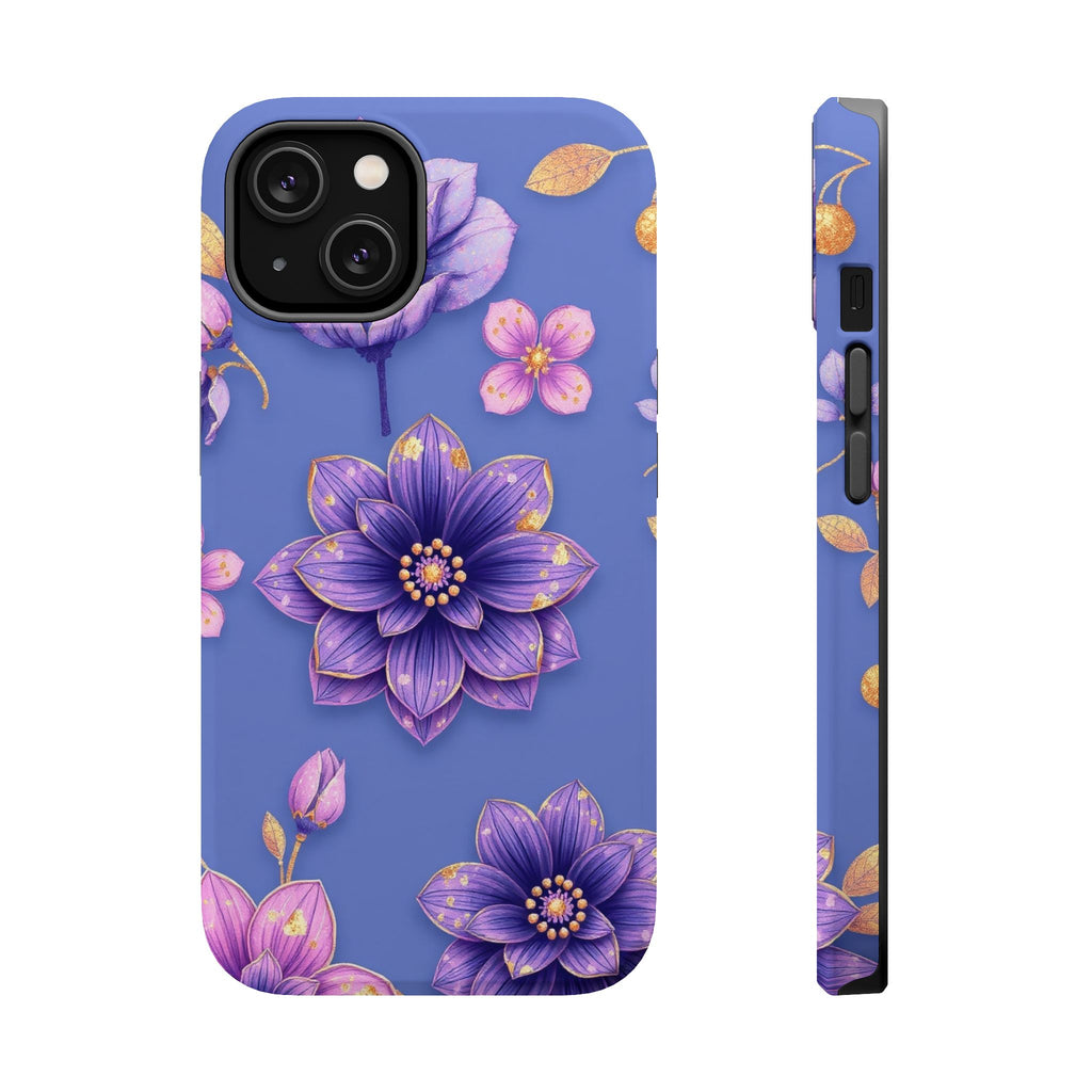 iPhone Indigo And Violet Floral Gold Foil Slim iPhone Everyday Designer · iPhone