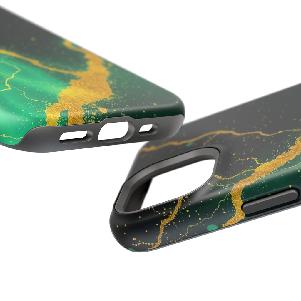 iPhone Emerald Green And Gold Petal Storm Slim iPhone Everyday Designer · iPhone