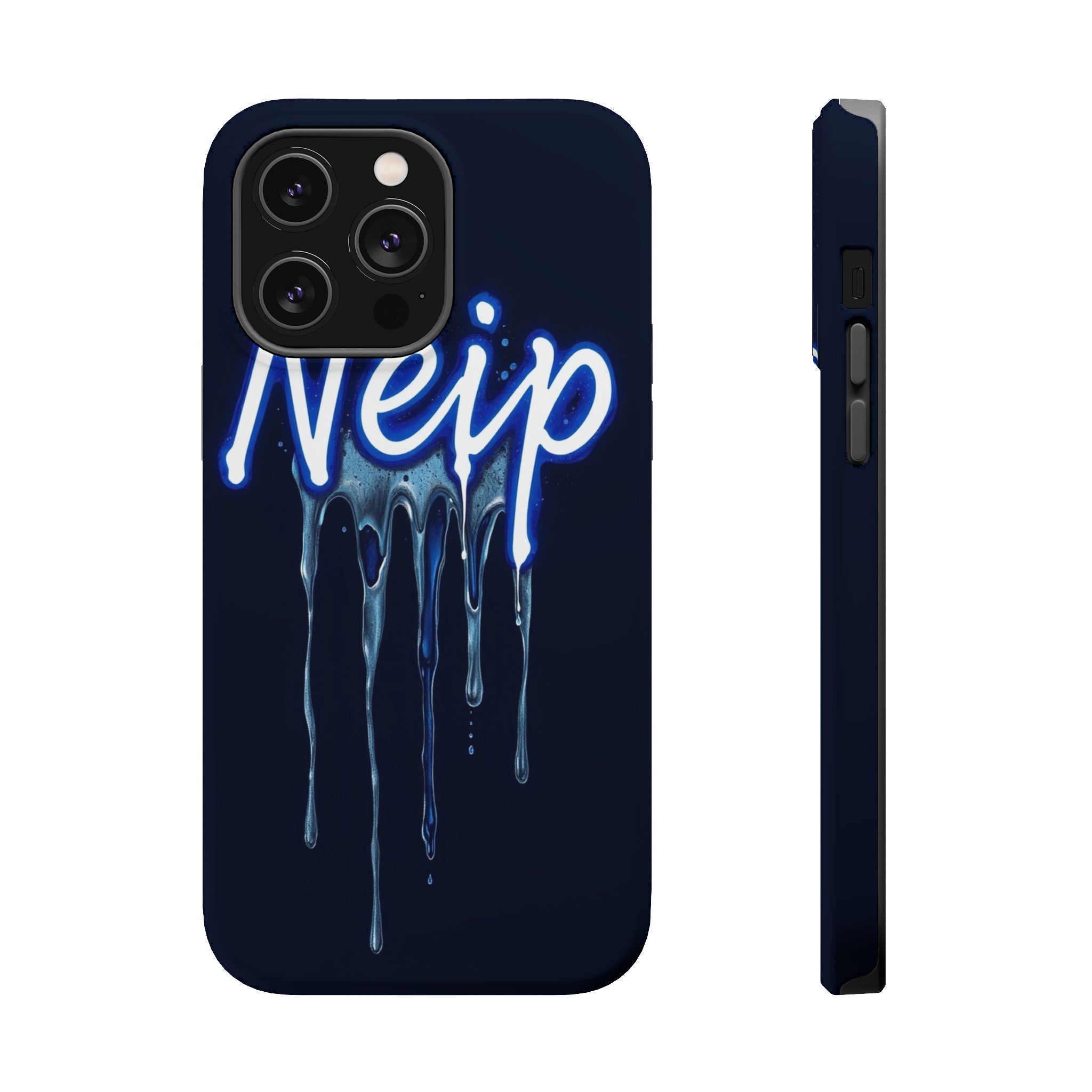 iPhone Midnight Blue And Silver Neon Drip Slim iPhone Everyday Designer · iPhone
