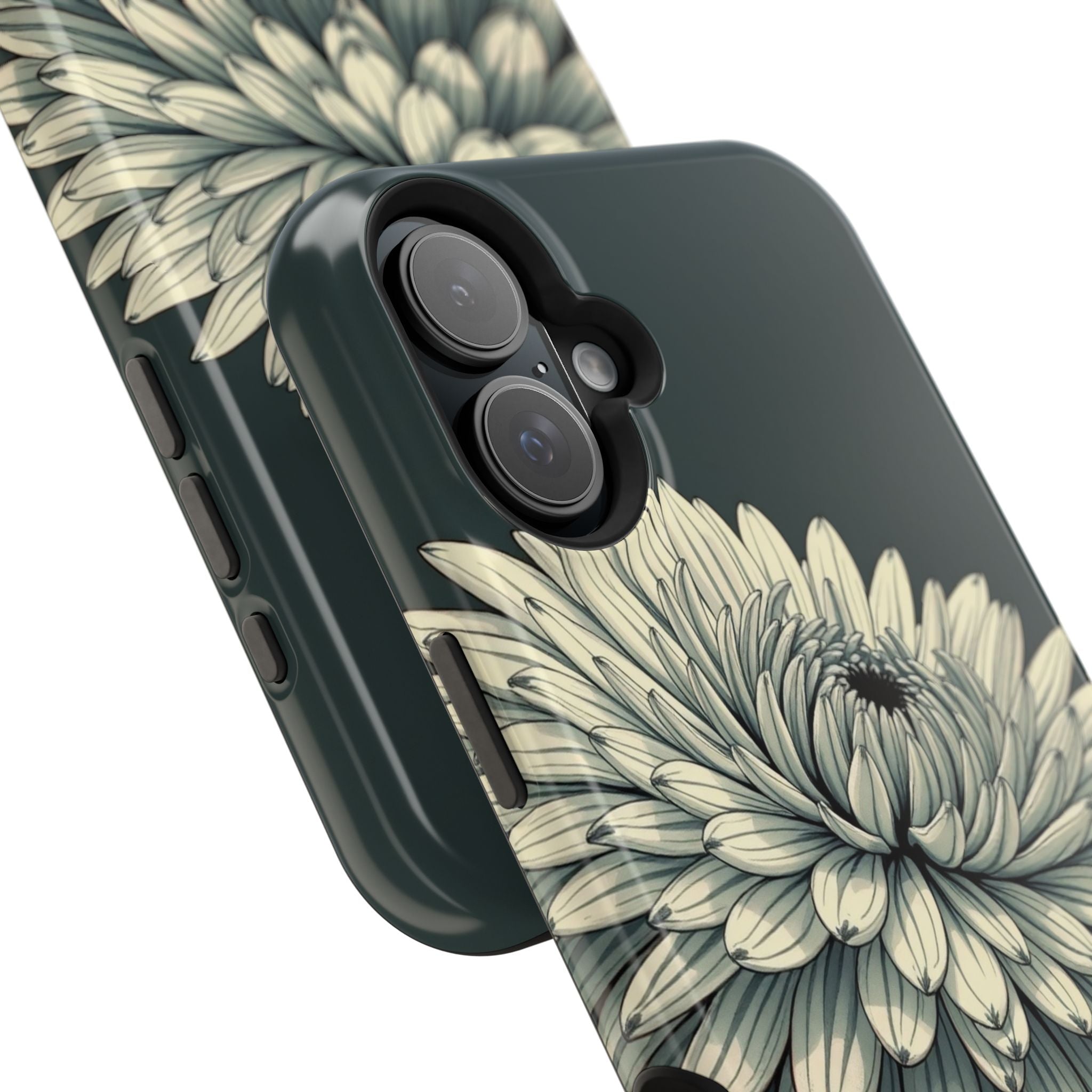 iPhone Chrysanthemum Classic Dark Gothic Ink Carry Case Slim Snap Case · iPhone