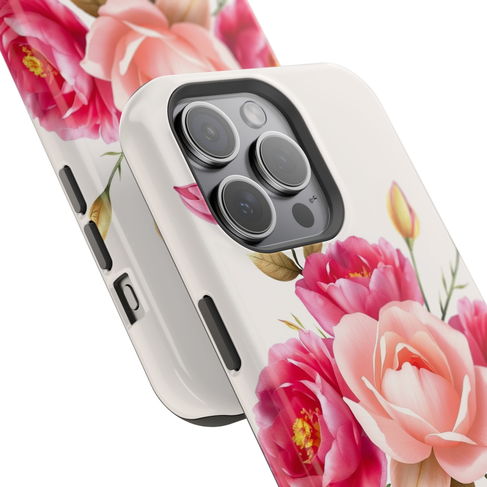 iPhone Rose Pink And Cream Neon Floral Slim Everyday Designer Case · iPhone Case