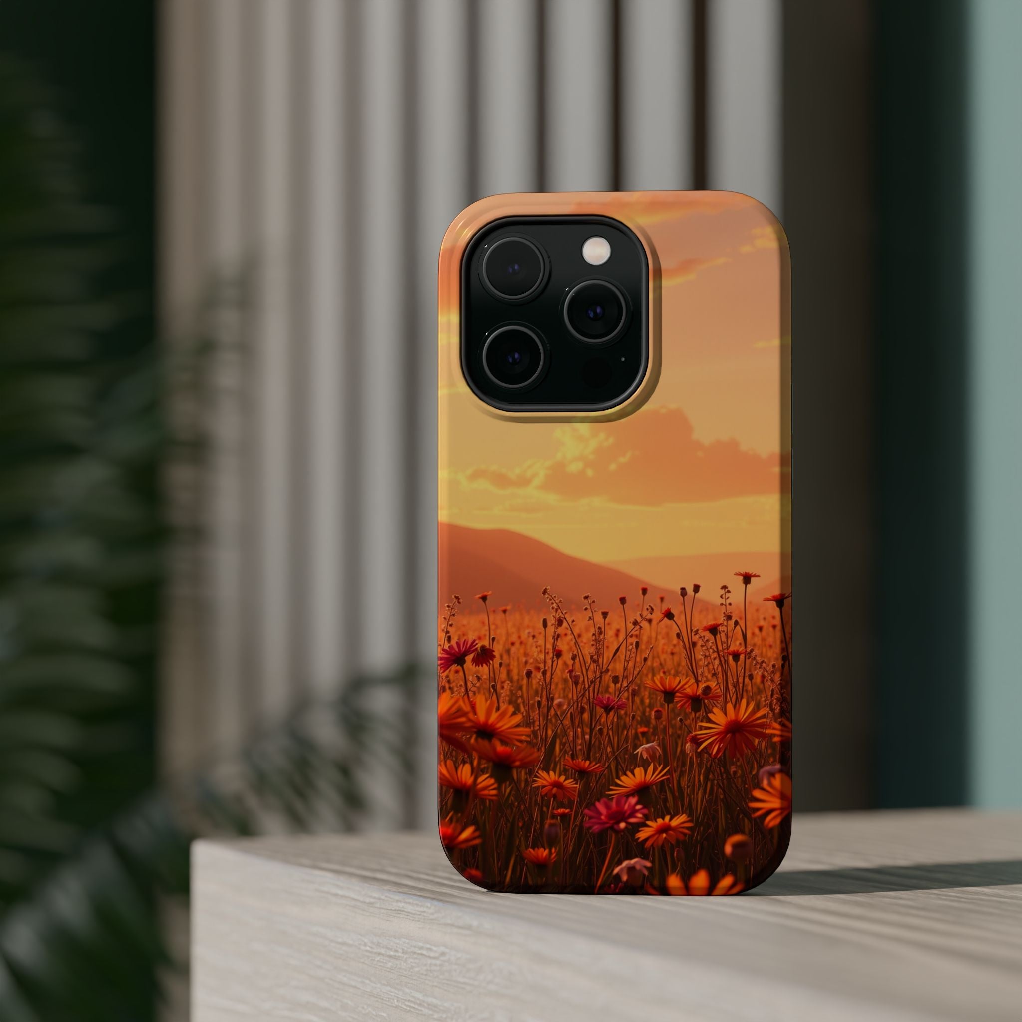 iPhone Sunset Amber And Peach Wildflower Field Soft iPhone Finish · iPhone Case