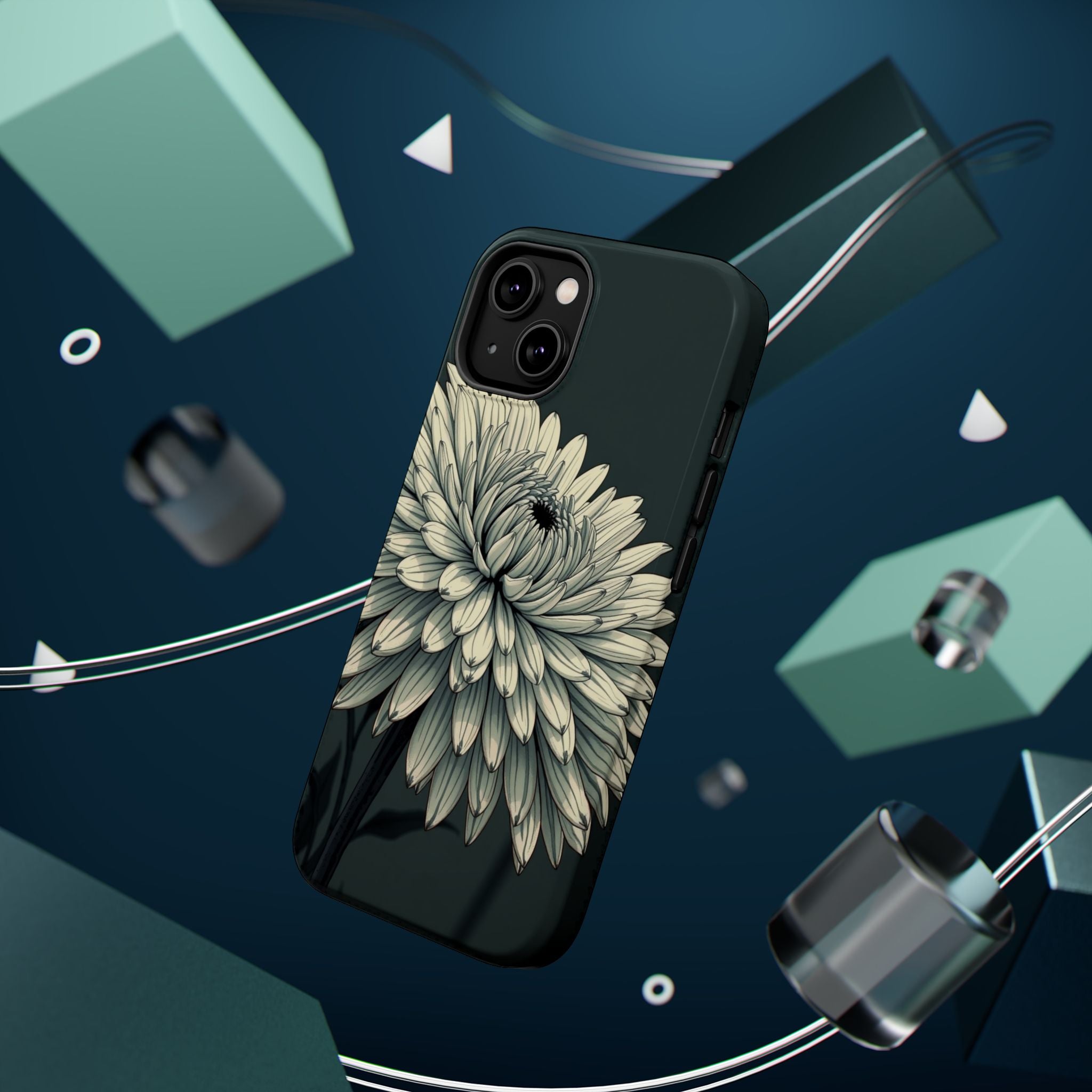 iPhone Chrysanthemum Classic Dark Gothic Ink Carry Case Slim Snap Case · iPhone