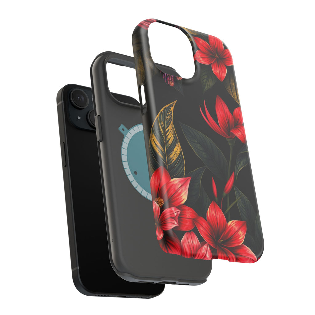 iPhone Black And Crimson Jungle Floral Slim Everyday Designer Case · iPhone Case