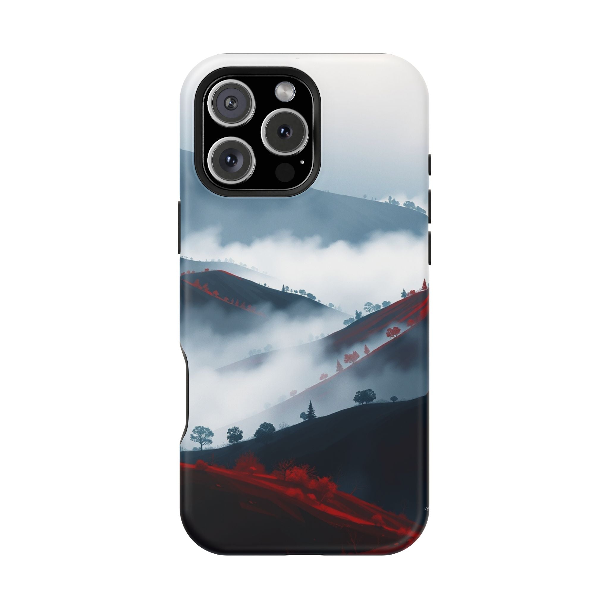 iPhone Black And Crimson Fog Rolling Over Hills Soft iPhone Finish · iPhone Case