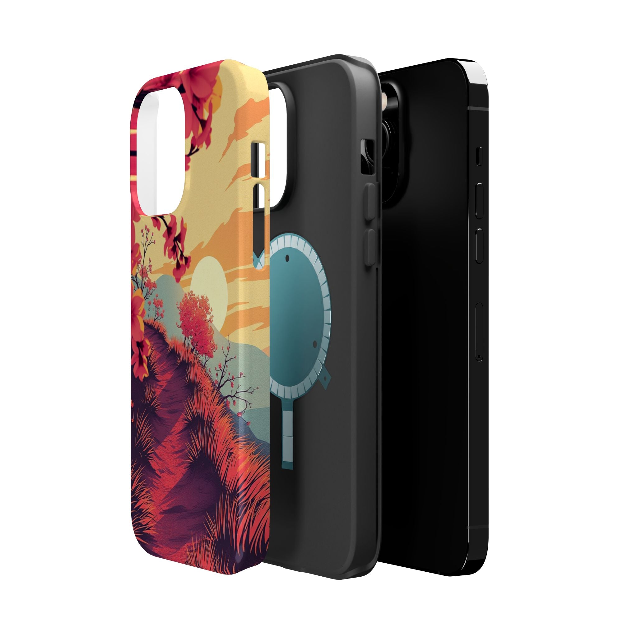 iPhone Sunset Amber And Peach Blossom Trail Soft iPhone 15 Finish · iPhone Case