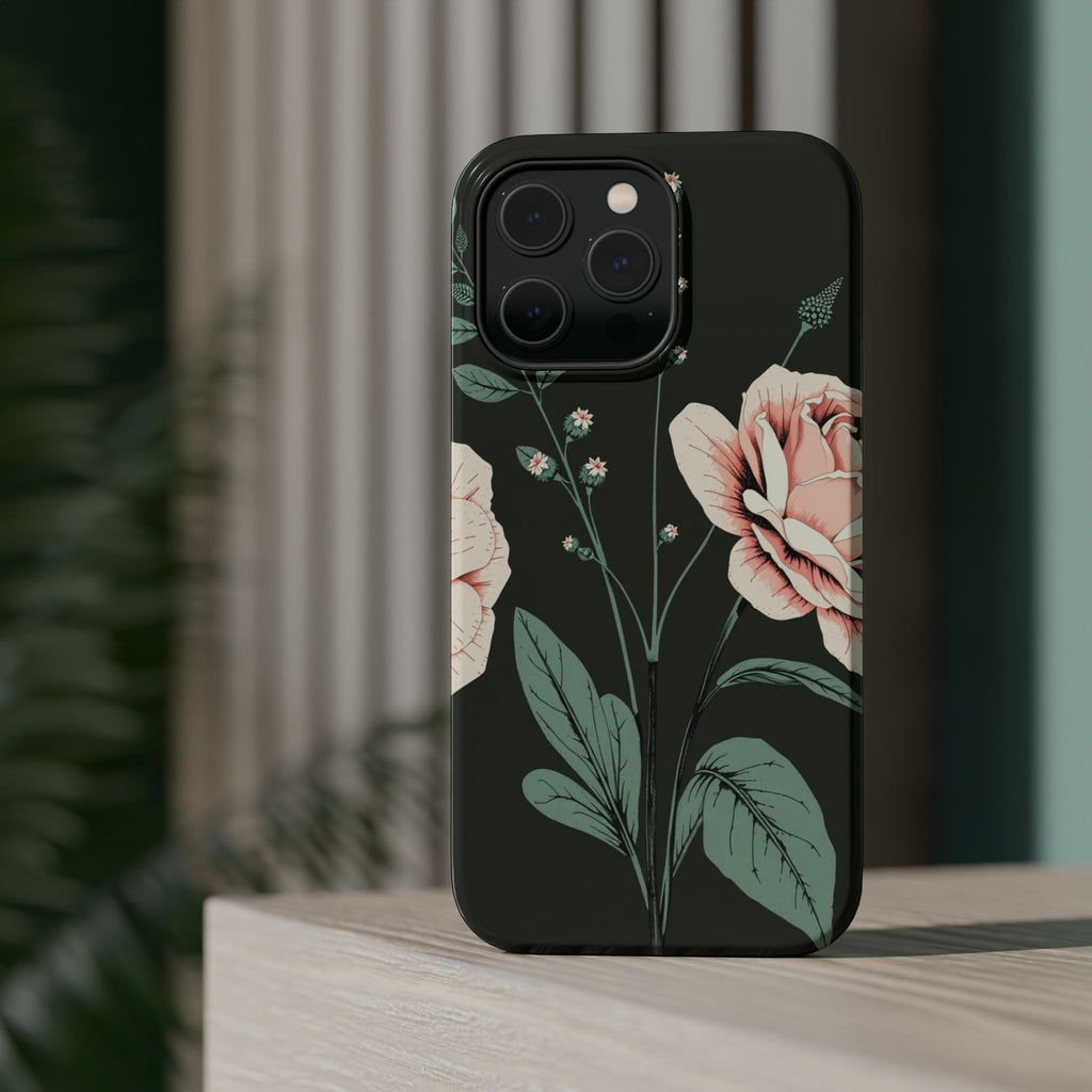 iPhone Mint And Blush Vintage Botanical Print Slim Everyday Designer Case · iPho