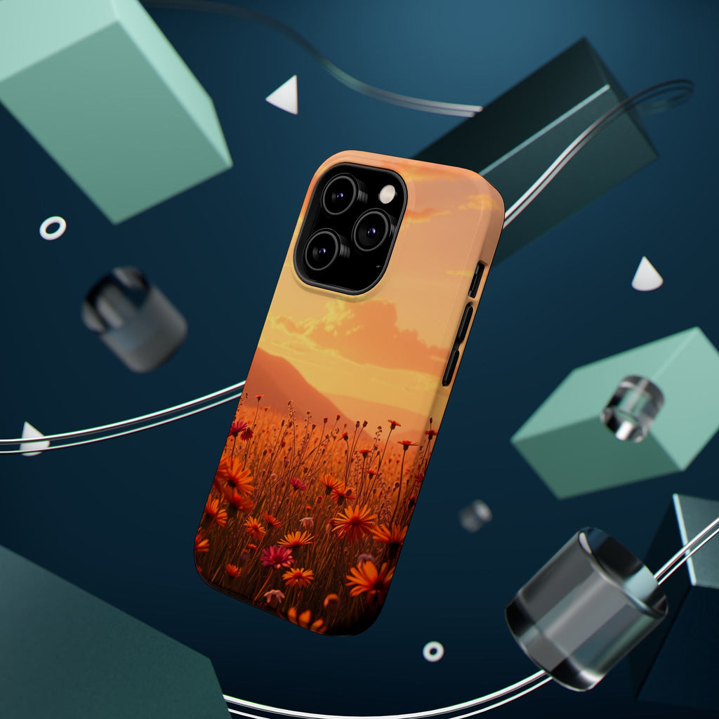 iPhone Sunset Amber And Peach Wildflower Field Soft iPhone Finish · iPhone Case