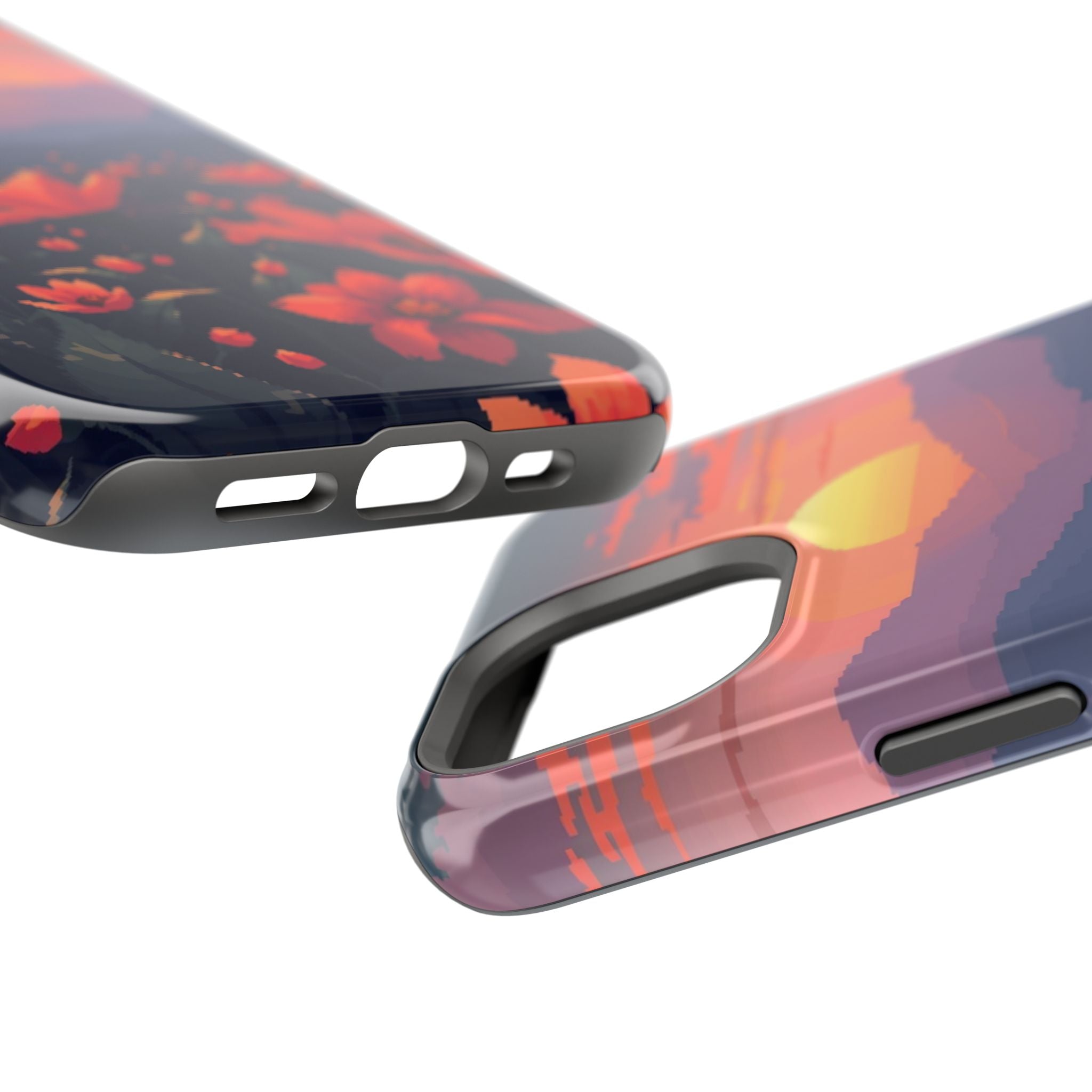 iPhone Sunset Amber And Peach Floral Geometric Soft iPhone Finish · iPhone Case