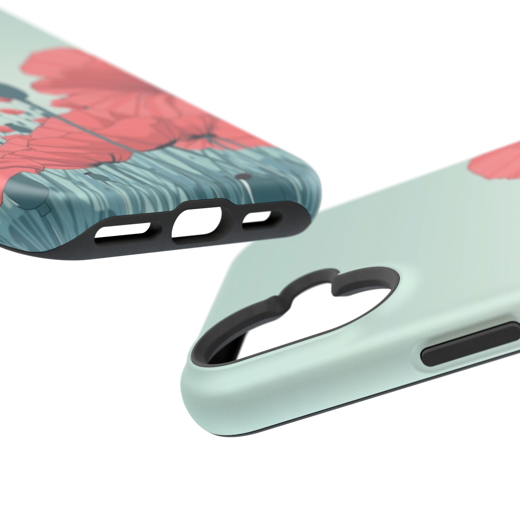 iPhone Mint And Blush Poppy Field Bold Modern Everyday Snap Case · iPhone Case