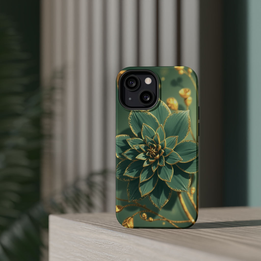 iPhone Floral Gold Foil Pixel Art -Bit Slim Everyday Designer Case · iPhone Case