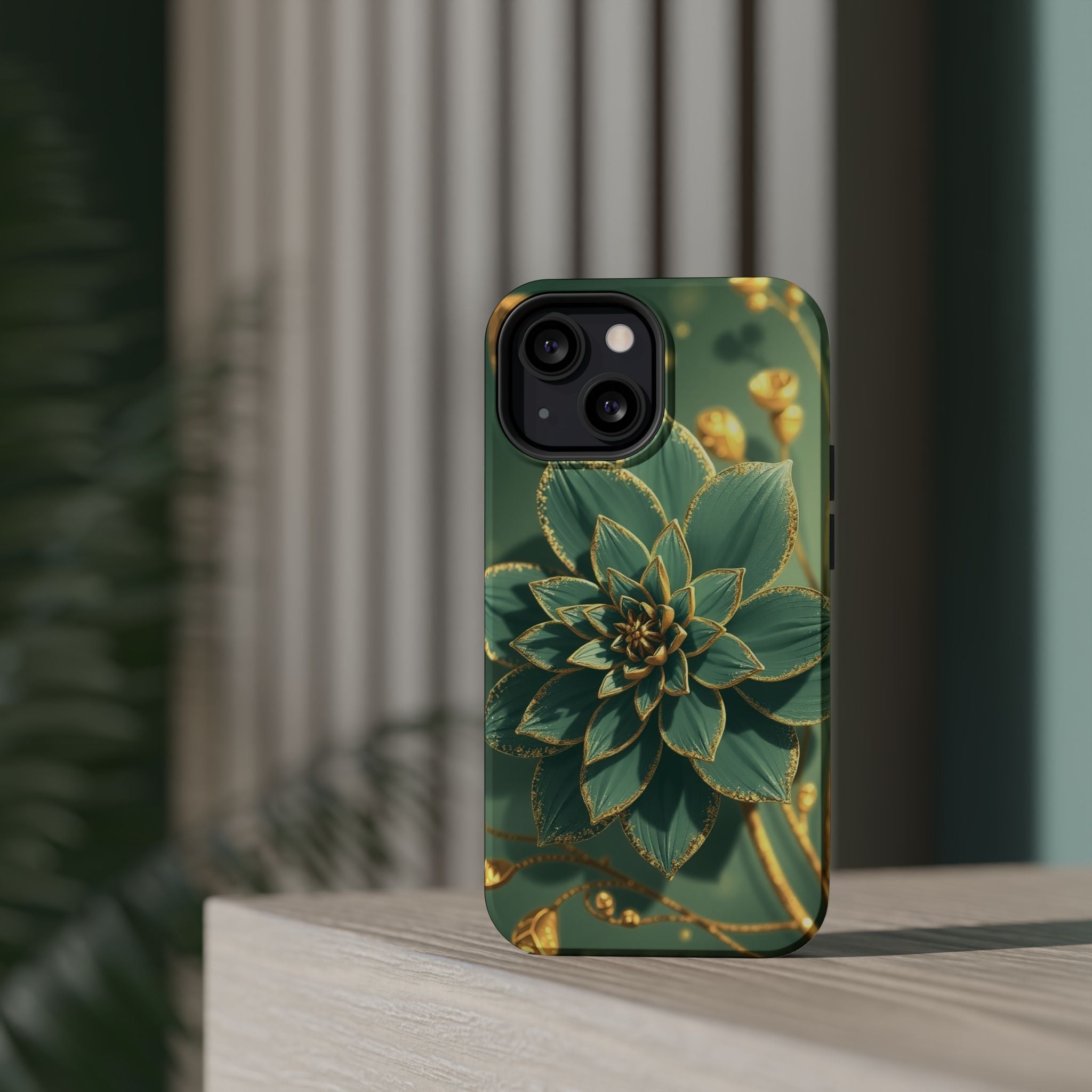 iPhone Floral Gold Foil Pixel Art -Bit Slim Everyday Designer Case · iPhone Case