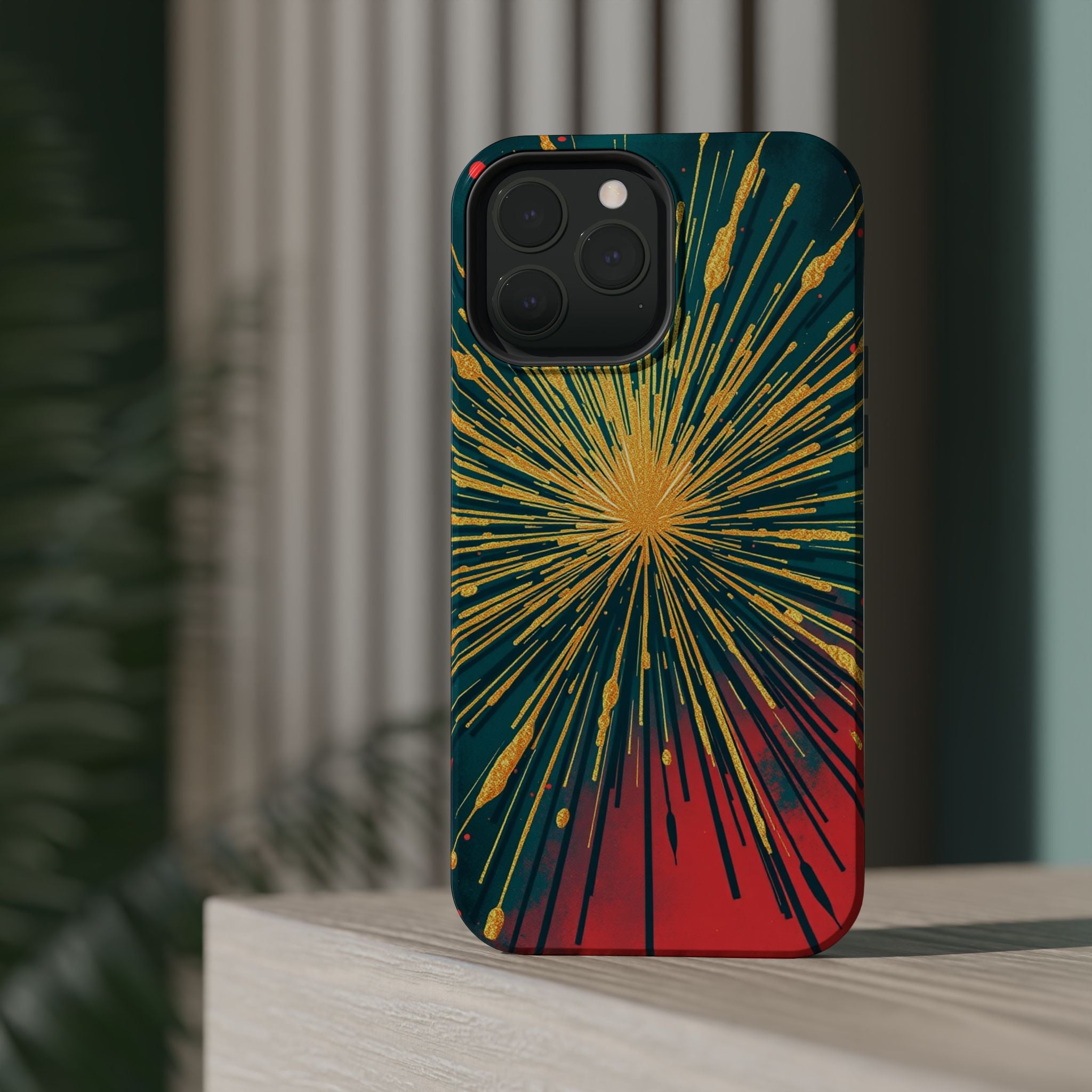 iPhone Gold Foil Burst Dark Gothic Ink Slim Everyday Designer Case · iPhone Case