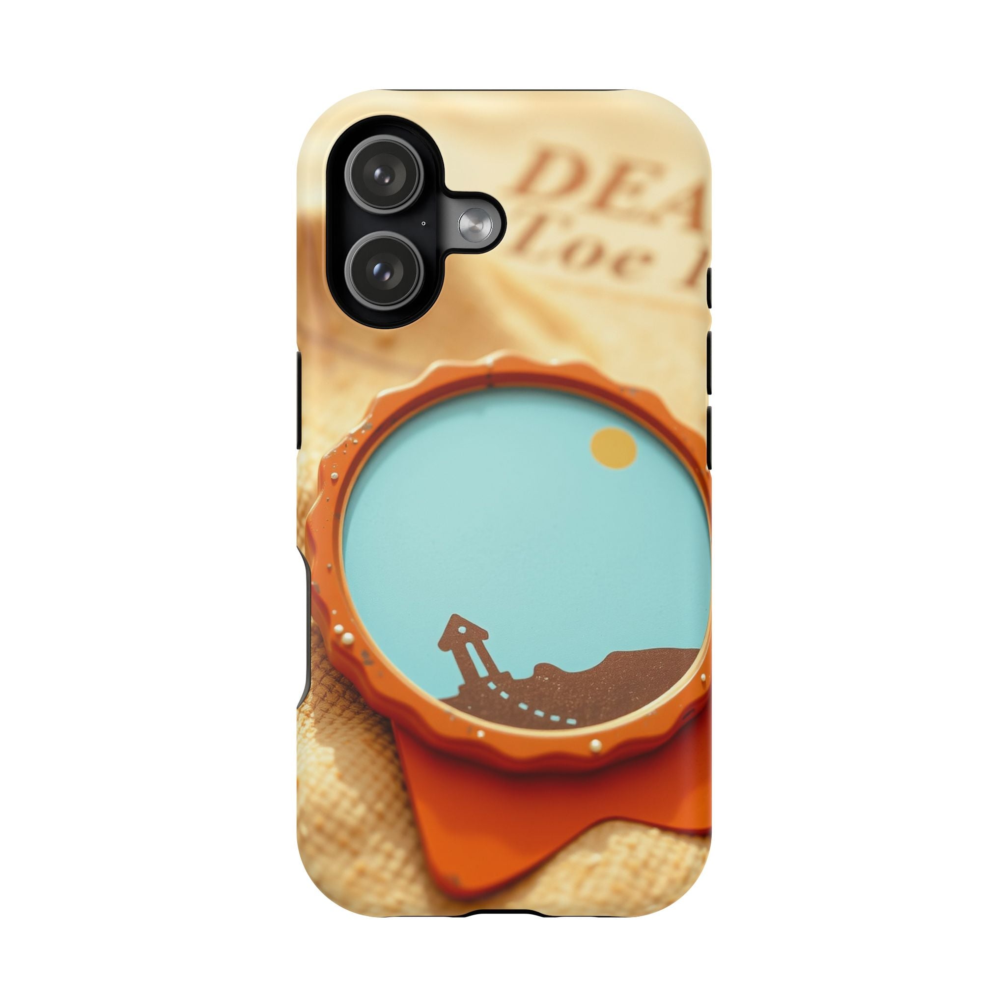 iPhone Burnt Orange And Sand Retro Travel Badge Soft Finish Everyday Case · iPho