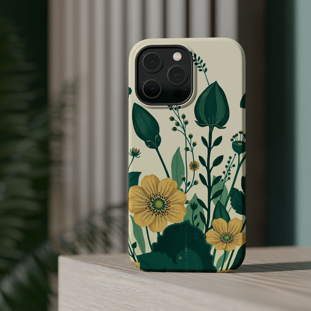 iPhone Emerald Green And Gold Pressed Botanicals Clean iPhone Minimal · iPhone C