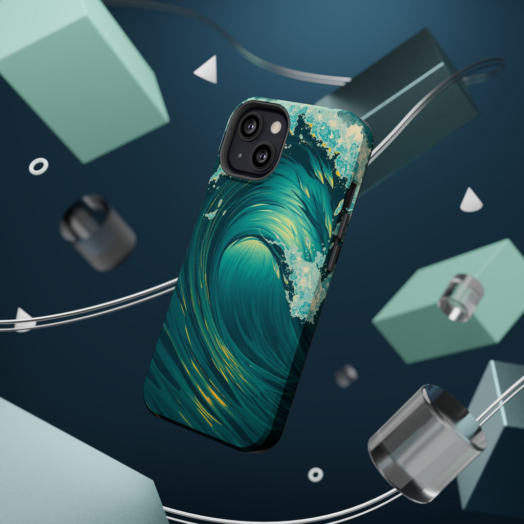 iPhone Emerald Green And Gold Ocean Wave Crash Soft iPhone Finish · iPhone Case