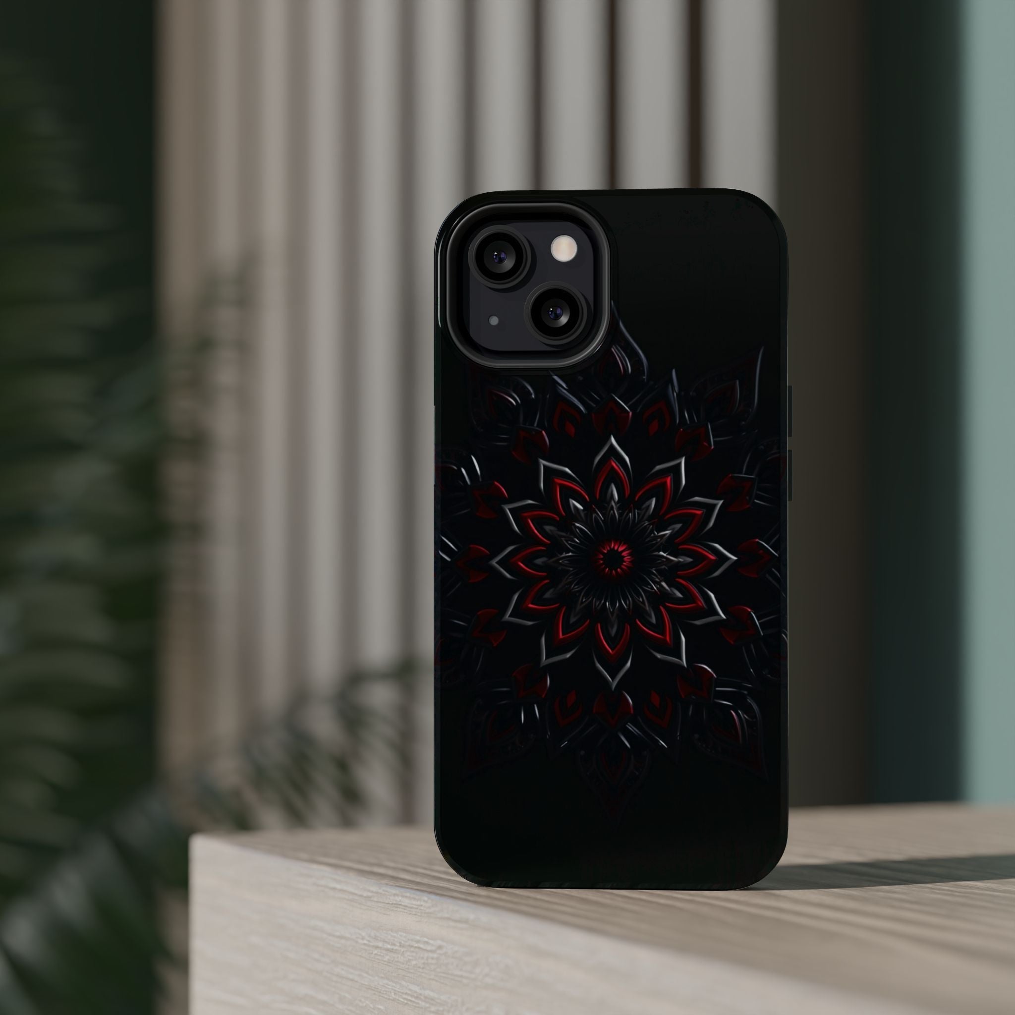 iPhone Black And Crimson Floral Mandala Slim Everyday iPhone Designer · iPhone C
