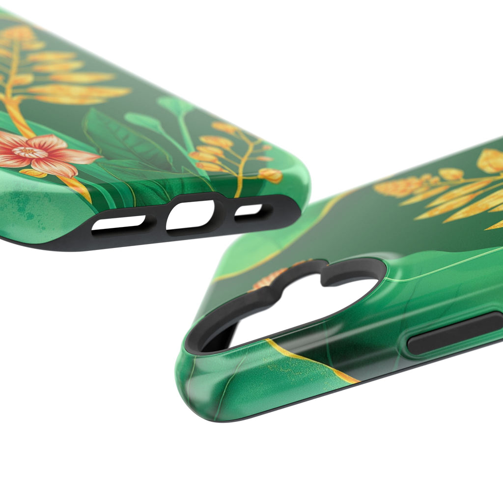 iPhone Emerald Green And Gold Botanical Illustration Ga Slim Snap Case · iPhone