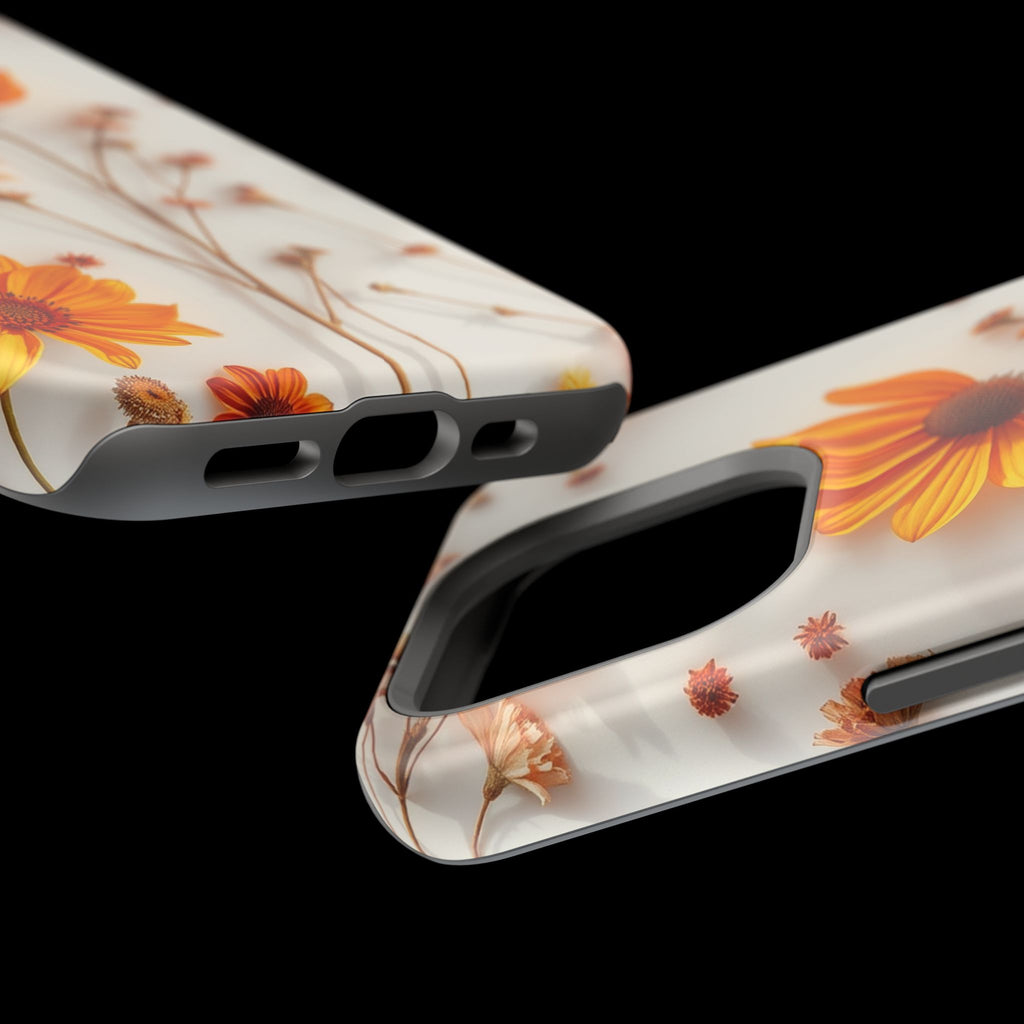 iPhone Mustard And Rust Dried Flower Flat Lay Carry Case Slim Snap Case · iPhone